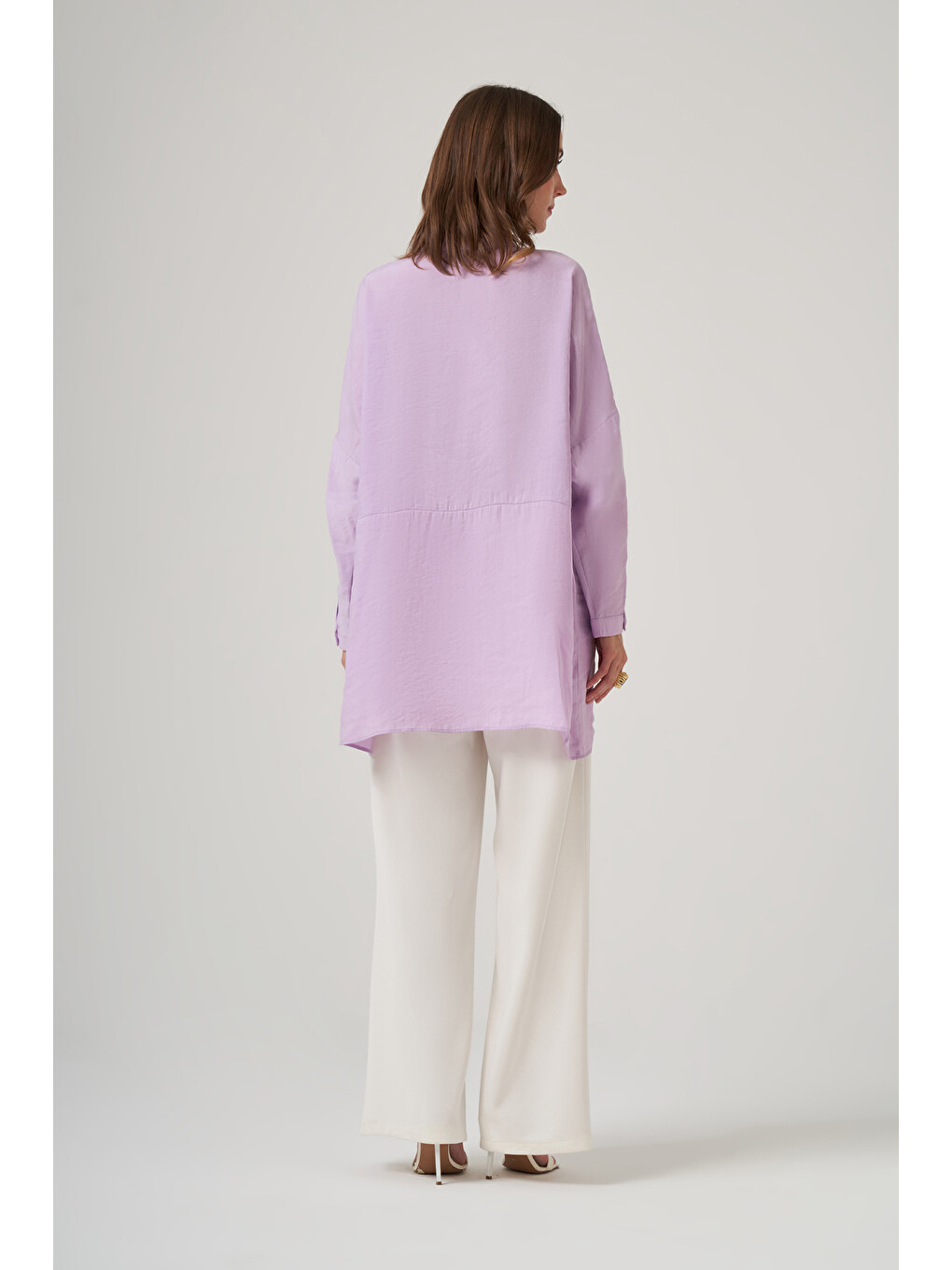 Oversize Basic Yazlık Gömlek 3001 Lila-3