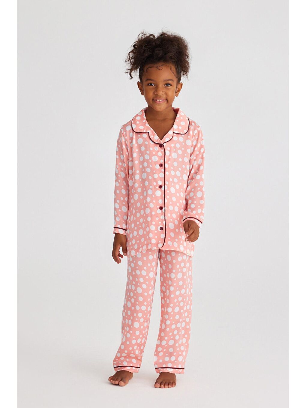 Katia And Bony Infınıty Dots Kız Çocuk Saten Pijama Üst Gül Pembe - 1