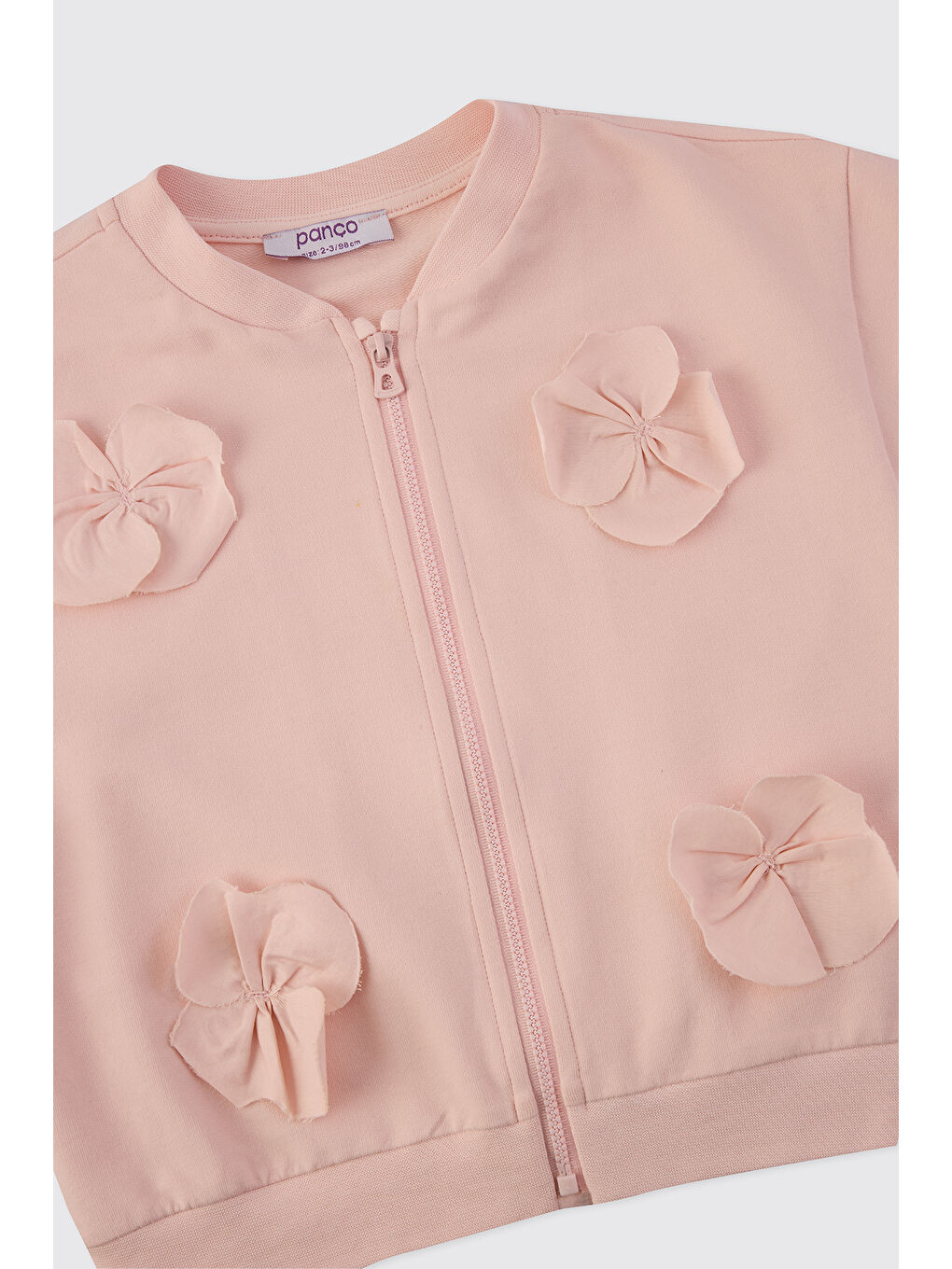 Kız Bebek Çiçek Motifli Pembe Sweatshirt-2