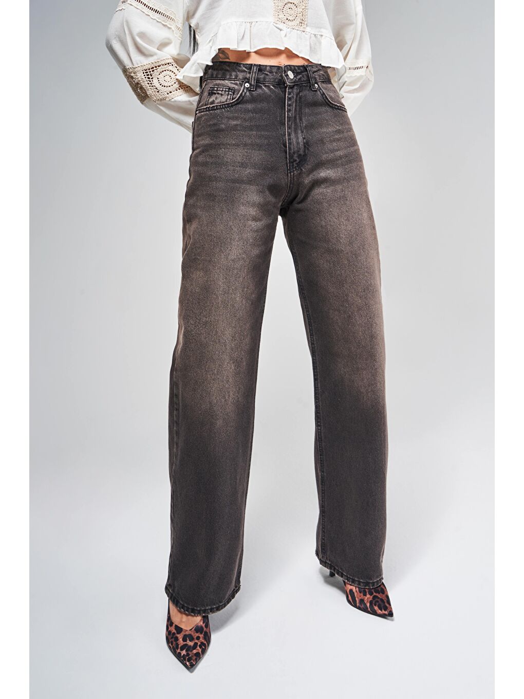 Kahverengi Kadın K.Kot Rengi Doris 17S5-62 Yüksek Bel %100 Pamuk Straight Fit Denim Jean