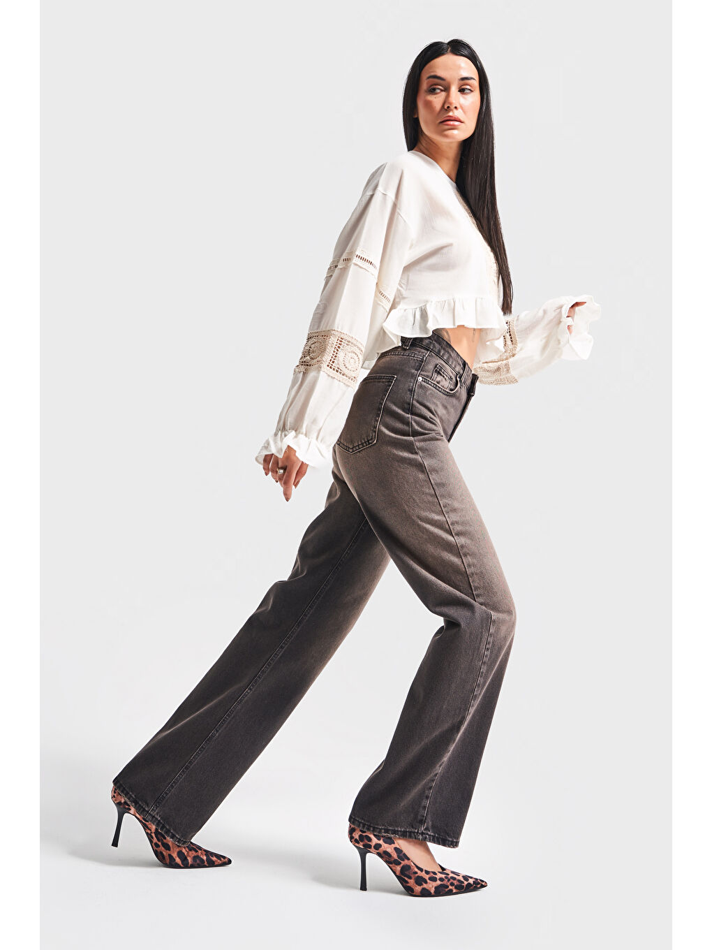 Kahverengi Kadın K.Kot Rengi Doris 17S5-62 Yüksek Bel %100 Pamuk Straight Fit Denim Jean-1