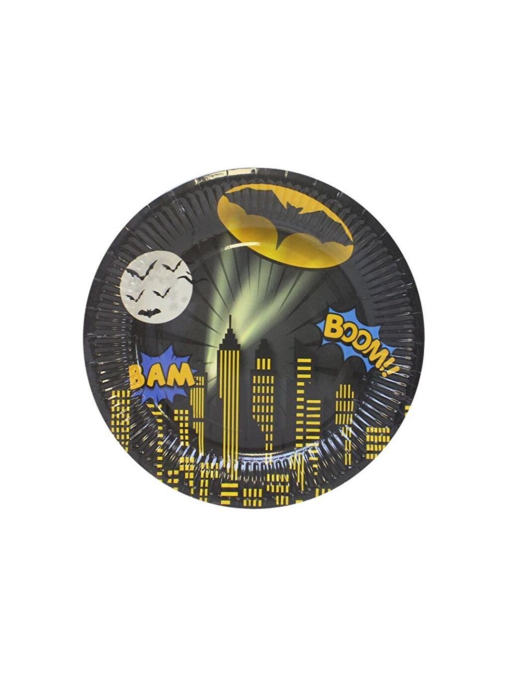 Siyah Yarasa Batman Temalı Tabak Karton Doğum Günü Tabağı 8'li-1