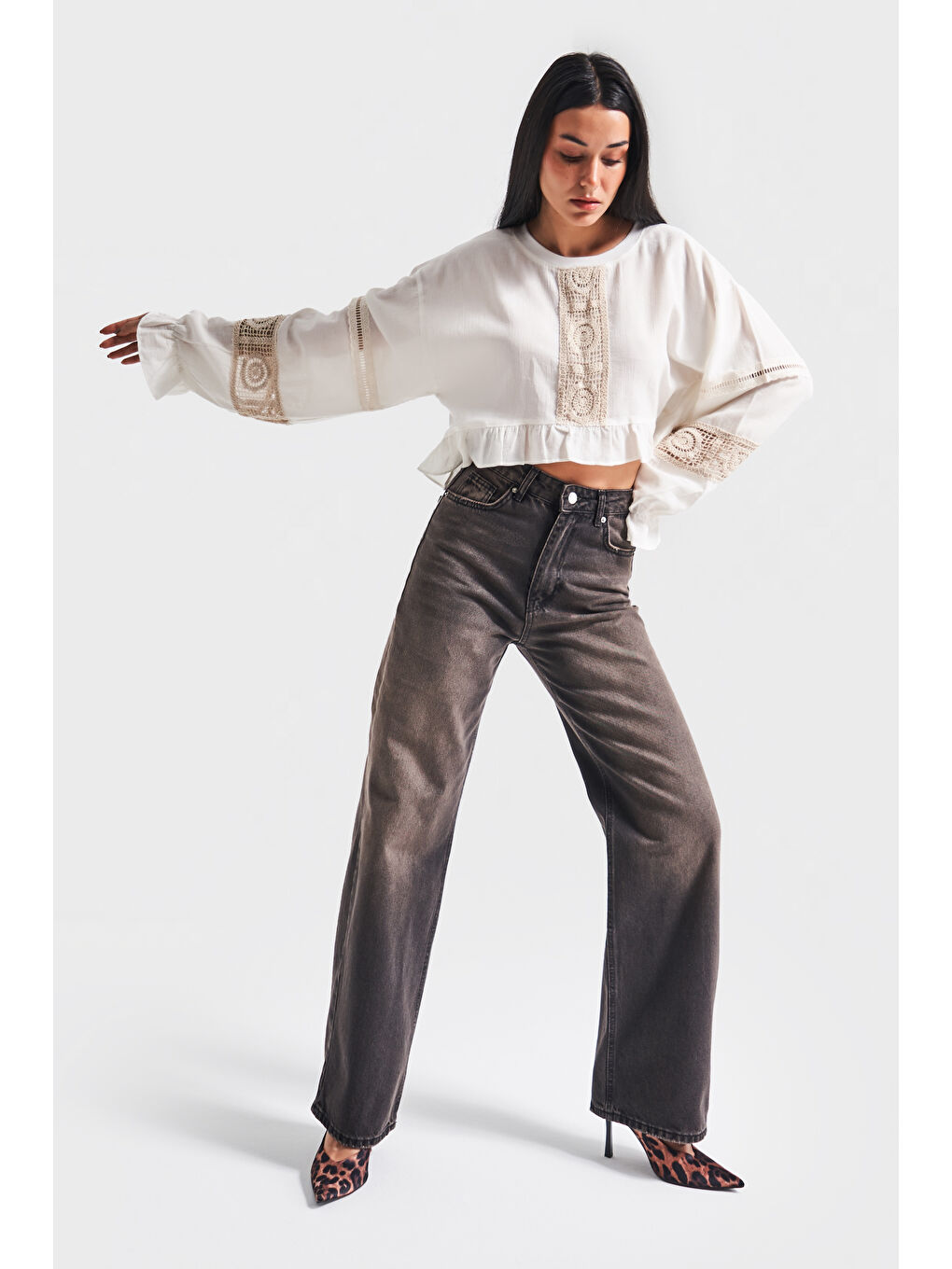 Kahverengi Kadın K.Kot Rengi Doris 17S5-62 Yüksek Bel %100 Pamuk Straight Fit Denim Jean-5