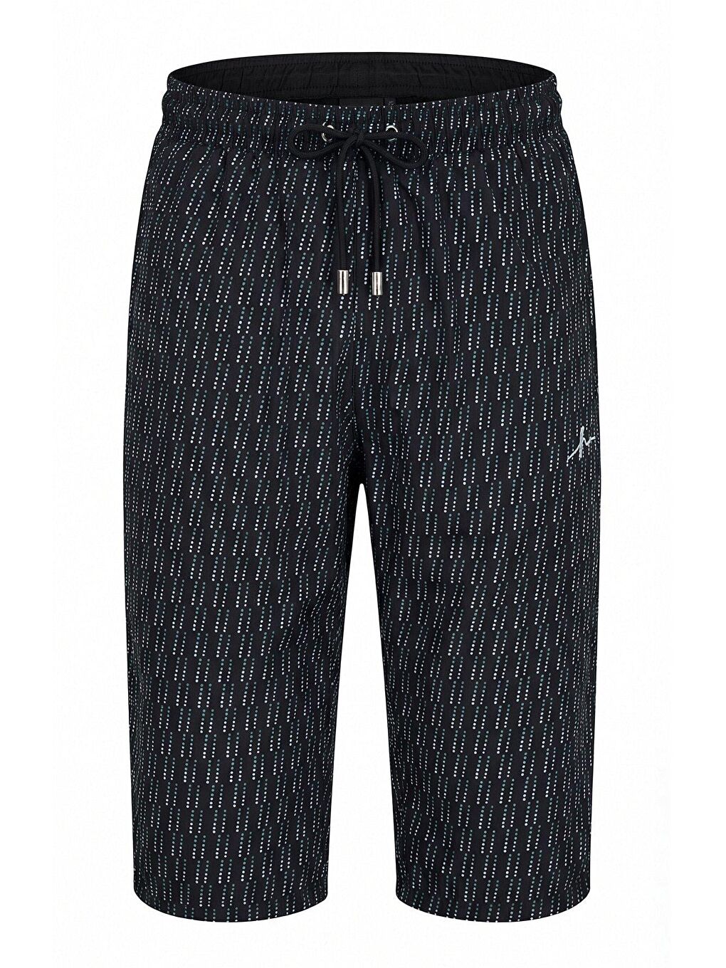 Puantiye Desenli Siyah Uzun Erkek Havuz Ve Deniz Şortu 6010