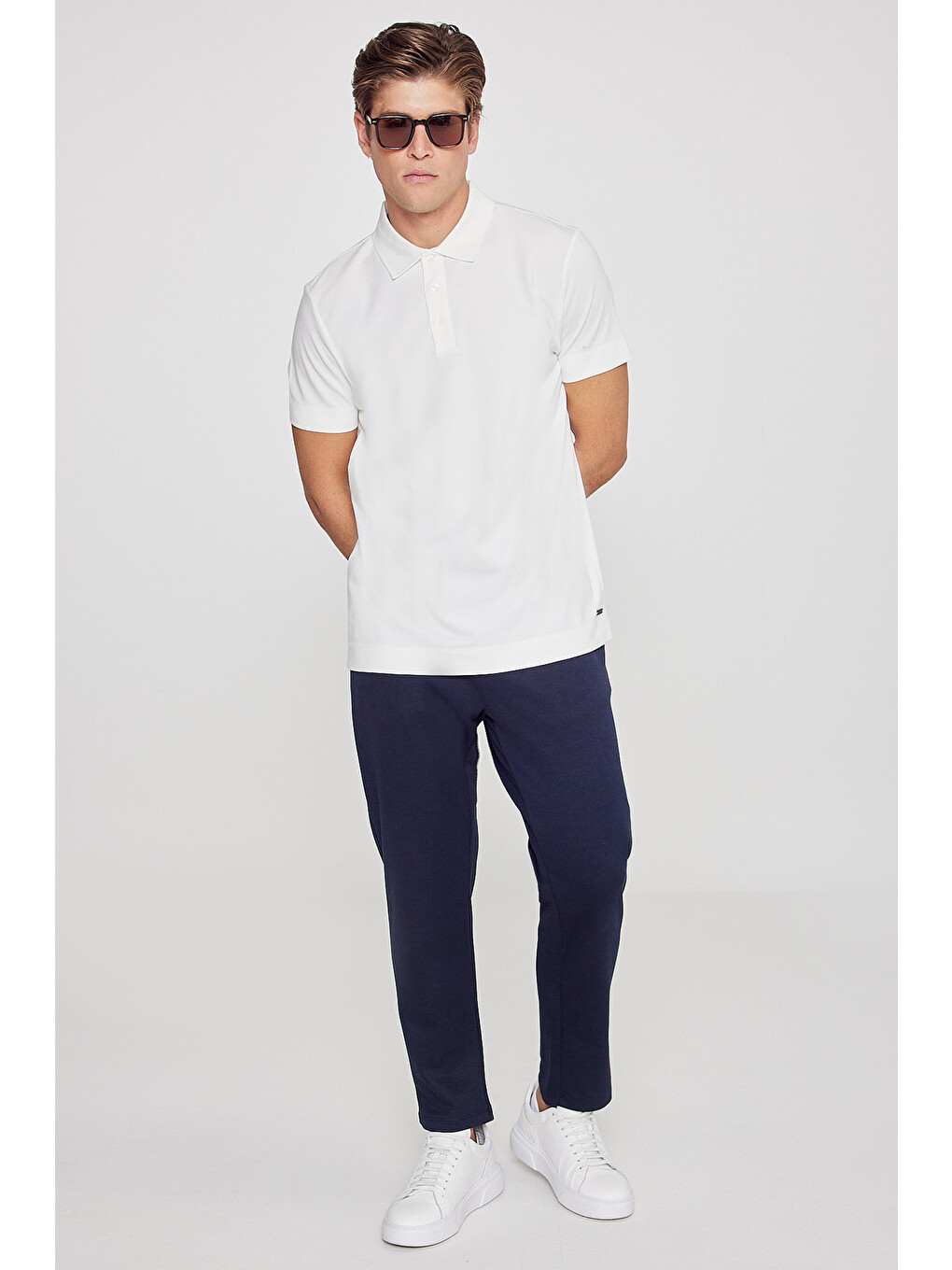 Erkek Ekru Standart Fit Normal Kesim Polo Yaka Esnek Tişört-1