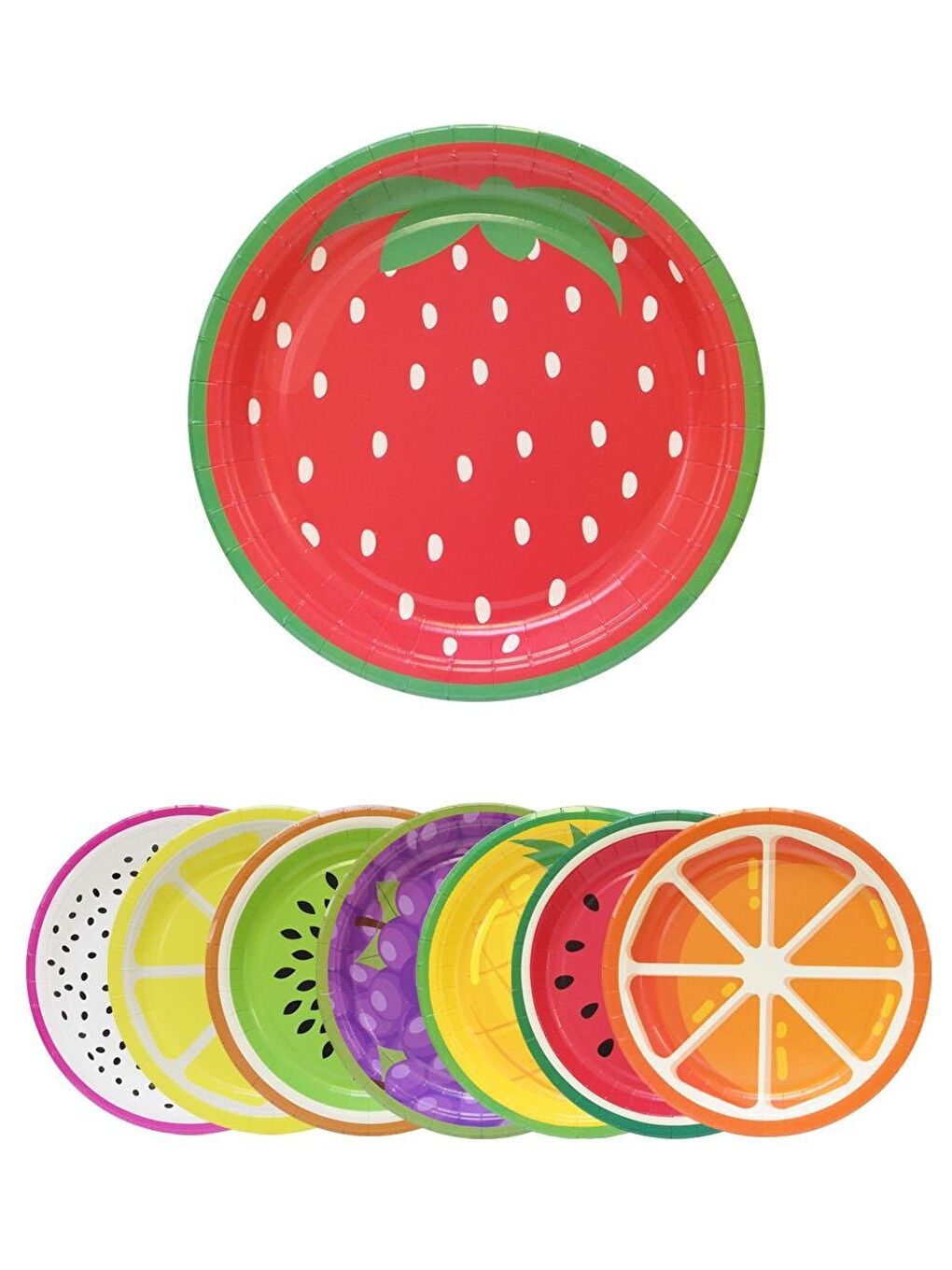 Karışık Meyve Temalı Tabak Karton Doğum Günü Tabağı 8'li-1