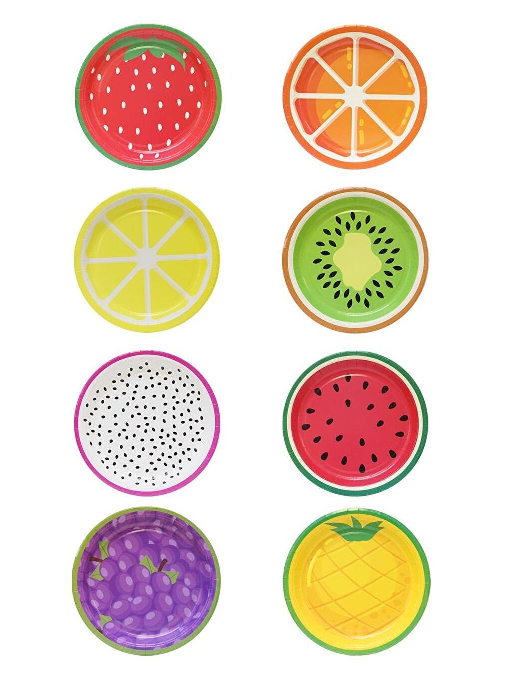 Karışık Meyve Temalı Tabak Karton Doğum Günü Tabağı 8'li-2