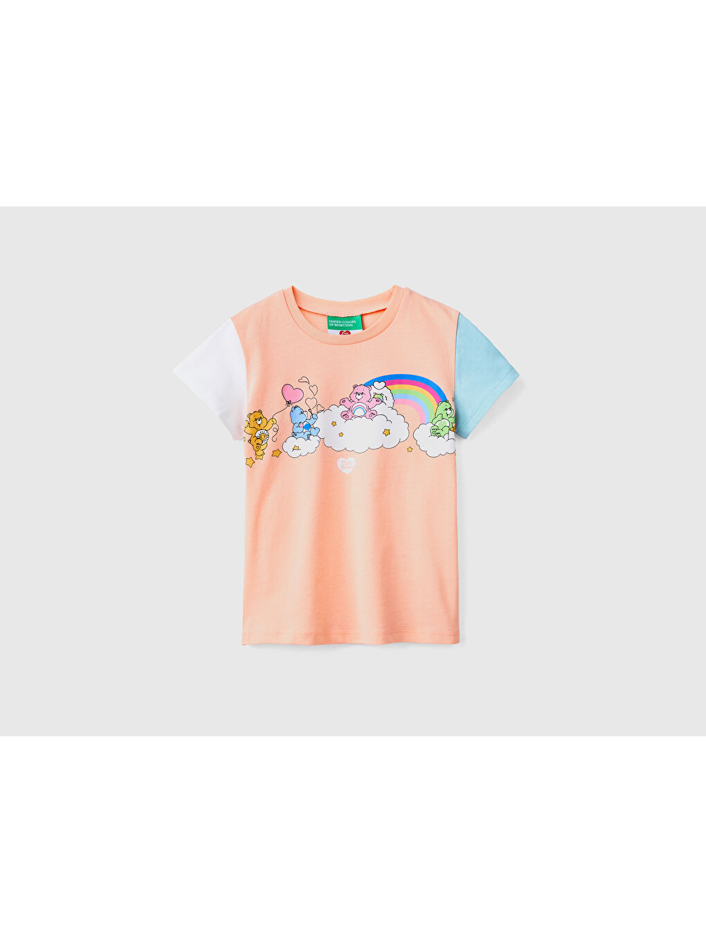 United Colors Of Benetton Kız Çocuk Açık Pembe Renk Bloklu Care Bears Baskılı T-Shirt