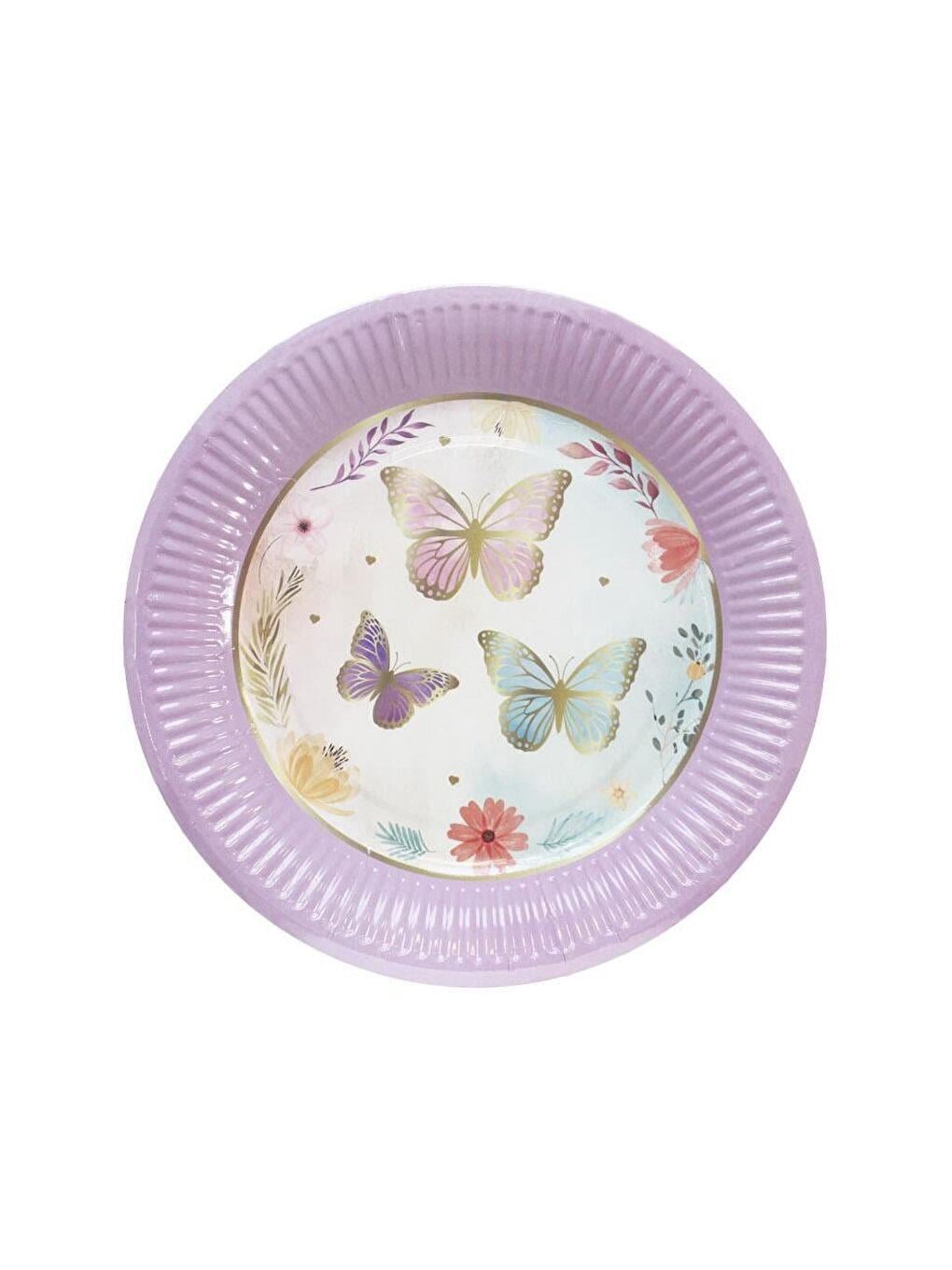 Mor Kelebek Temalı Tabak Karton Doğum Günü Tabağı 8'li-1