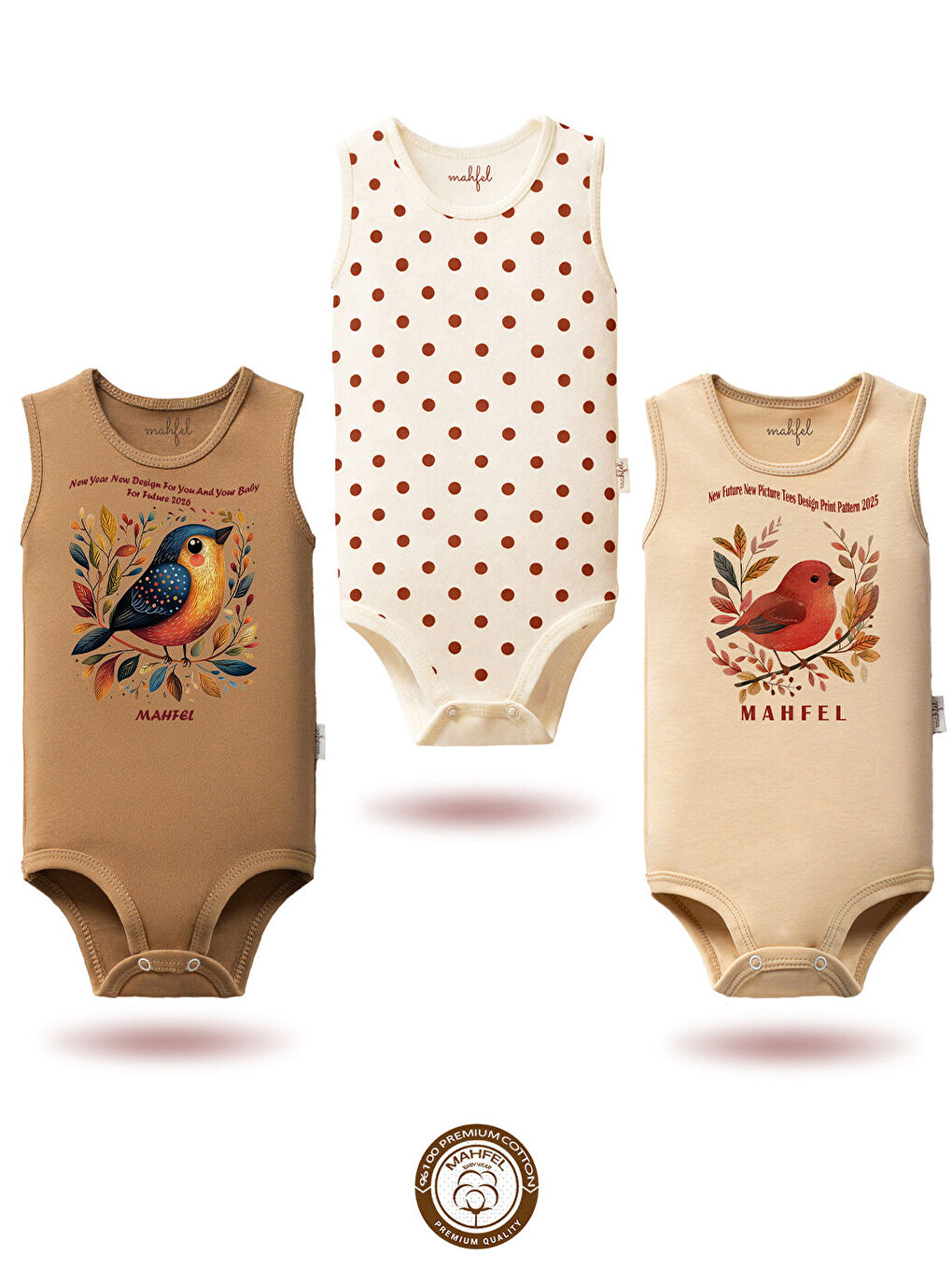 Yeşil 3'Lü Kız %100 Pamuklu Atlet Çıtçıtlı Bebek Body Zıbın 818-819