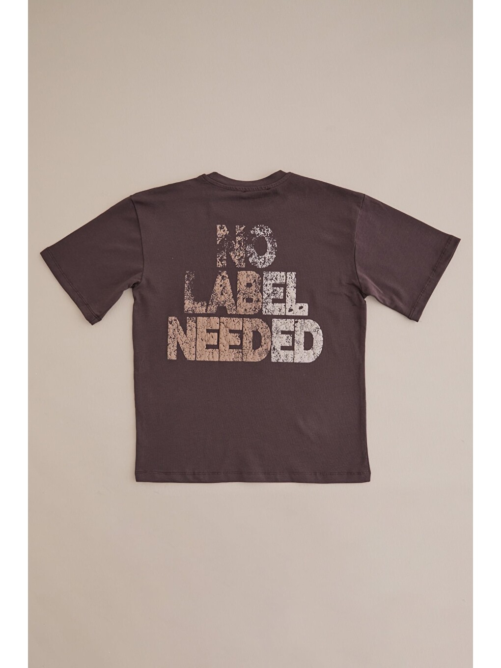 Kahverengi No Label Neded Baskılı Erkek Çocuk Tişört-2