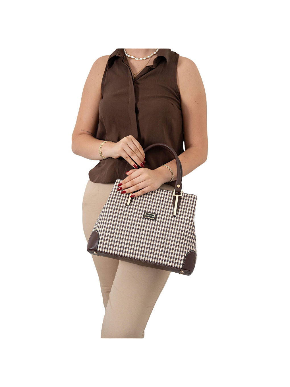 Kahverengi Kadın Omuz Çantası 667-47399 SILVER POLO BAYAN ÇANTASI M191 KAHVE SARI-MAT KAHVE