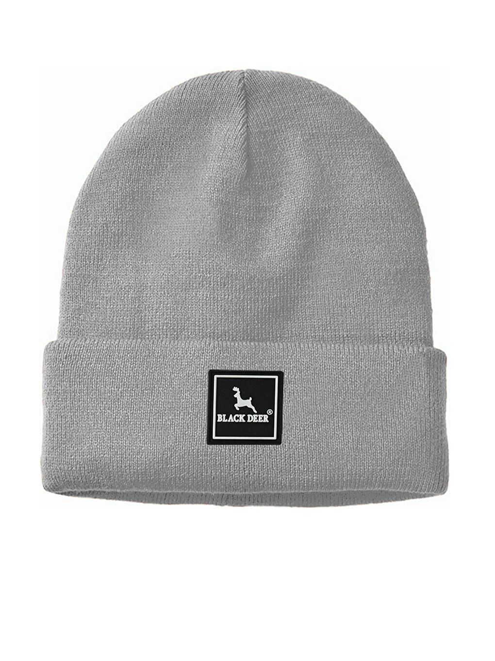 Black Deer Gri Unisex Kışlık Bere Düz Logolu Yumuşak Triko Basic Akrilik Beanie