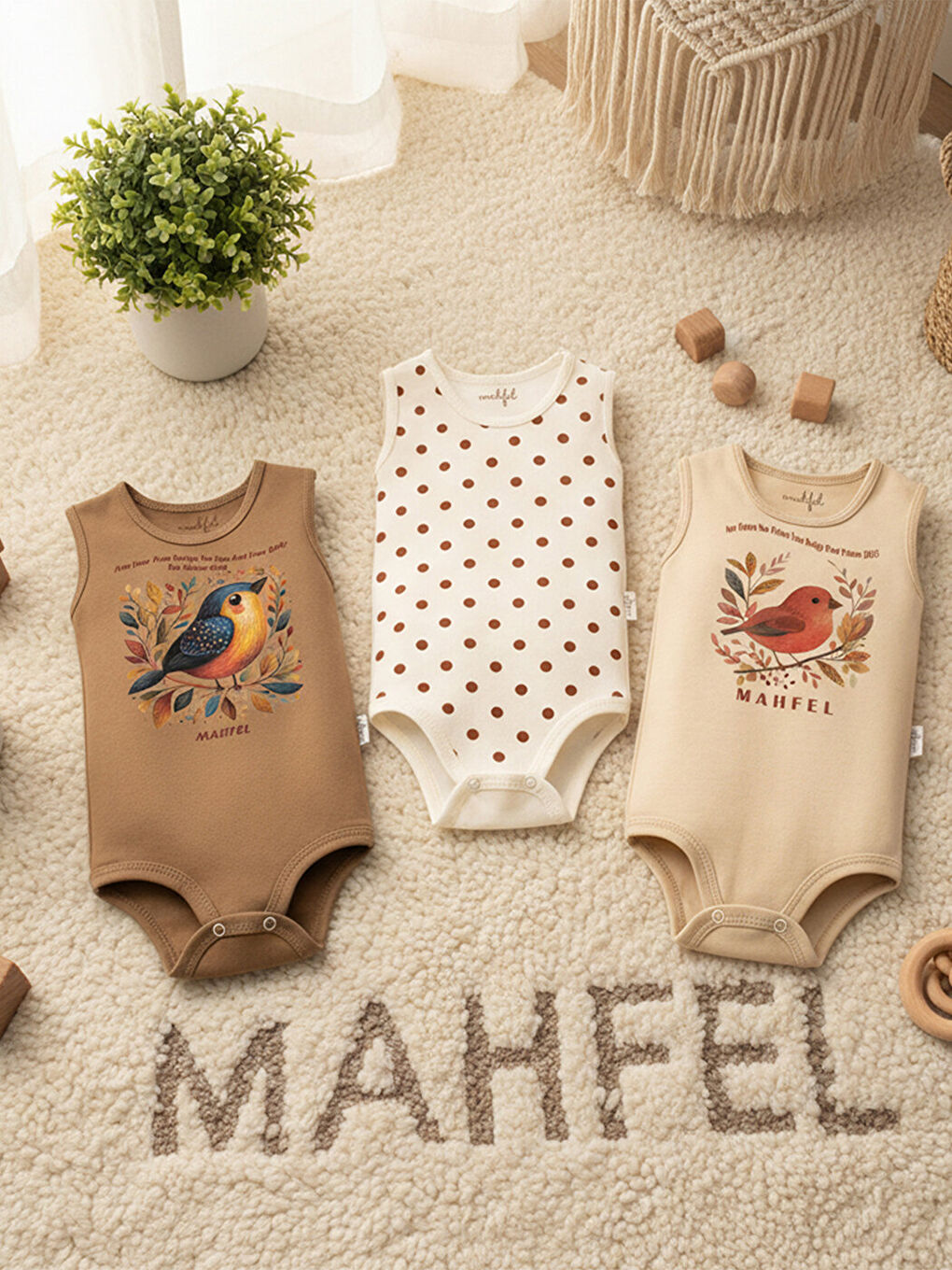 Yeşil 3'Lü Kız %100 Pamuklu Atlet Çıtçıtlı Bebek Body Zıbın 818-819-2