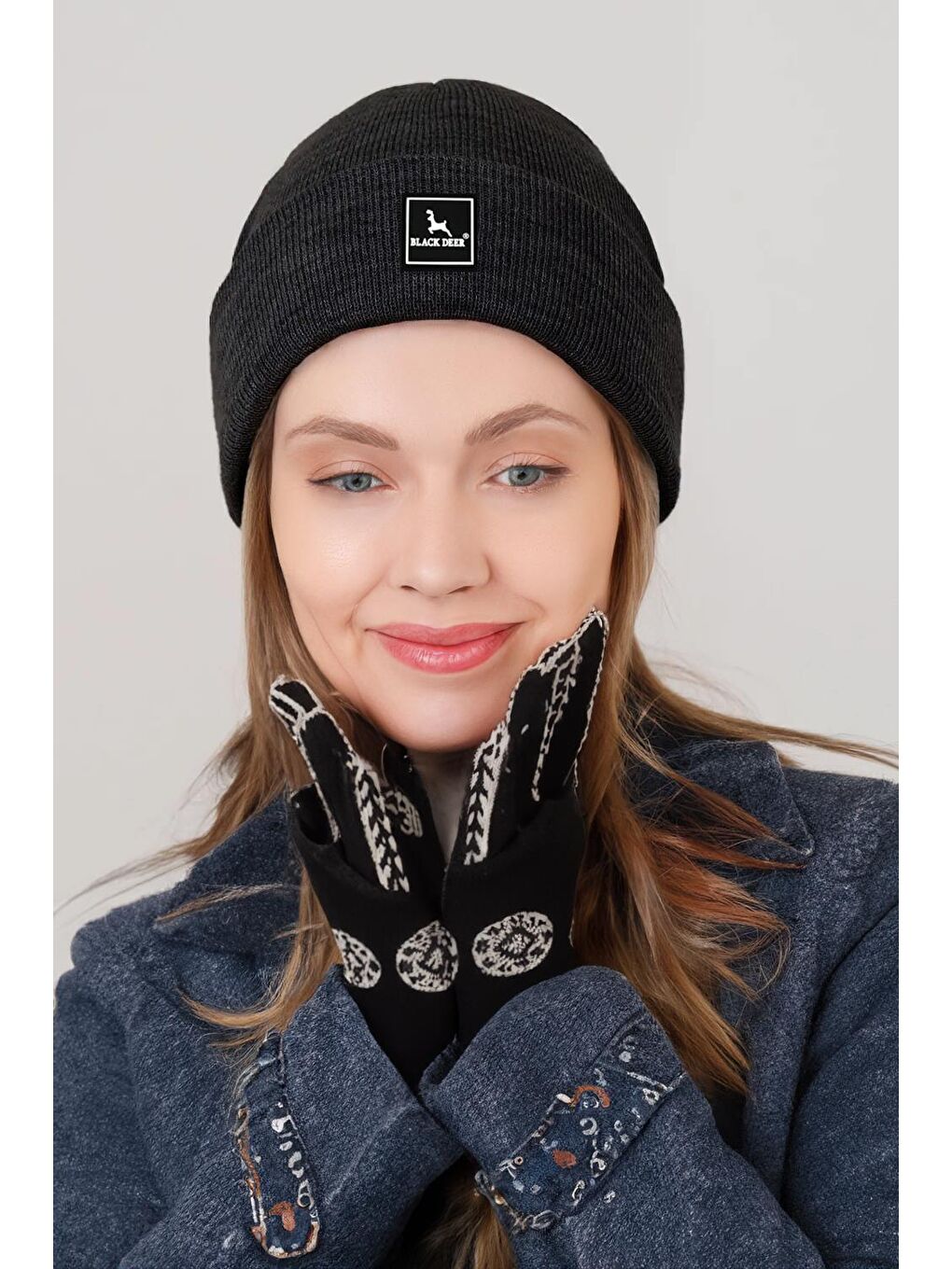 Black Deer Siyah Unisex Kışlık Bere Düz Logolu Yumuşak Triko Basic Akrilik Beanie - 1