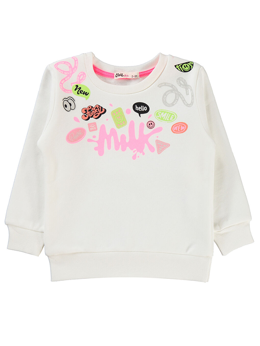 Civil Ekru Girls Kız Çocuk Sweatshirt 2-5 Yaş Ekru