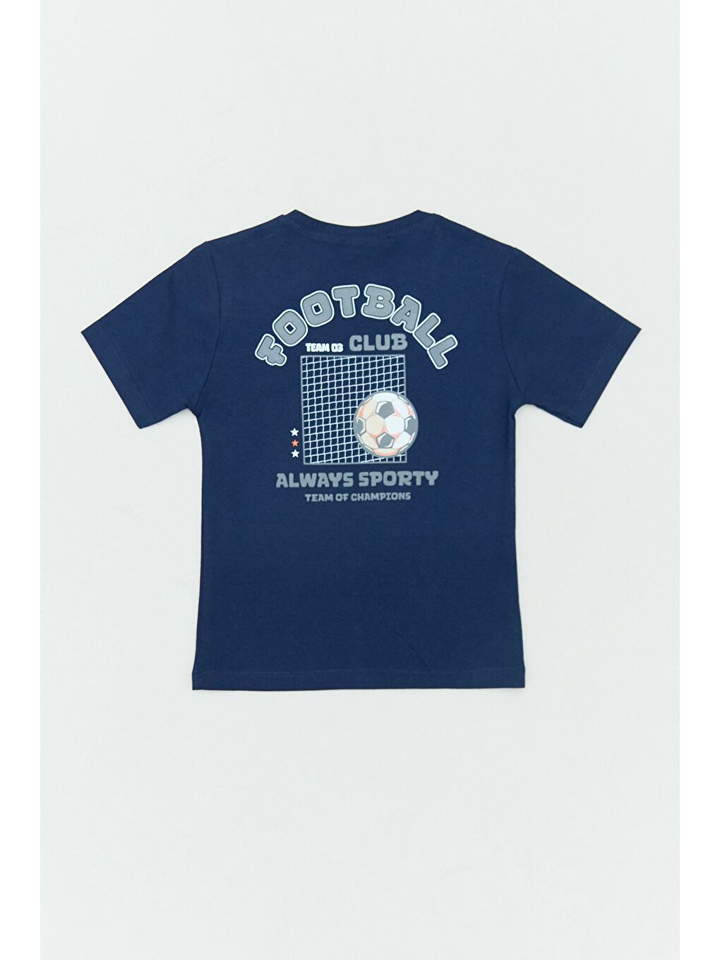 Lacivert %100 Pamuk Önü Ve Arkası Football Baskılı Erkek Çocuk Tişört-1
