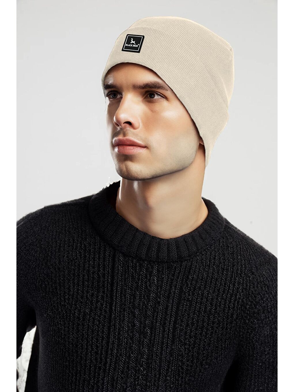 Black Deer Bej Unisex Kışlık Bere Düz Logolu Yumuşak Triko Basic Akrilik Beanie - 3