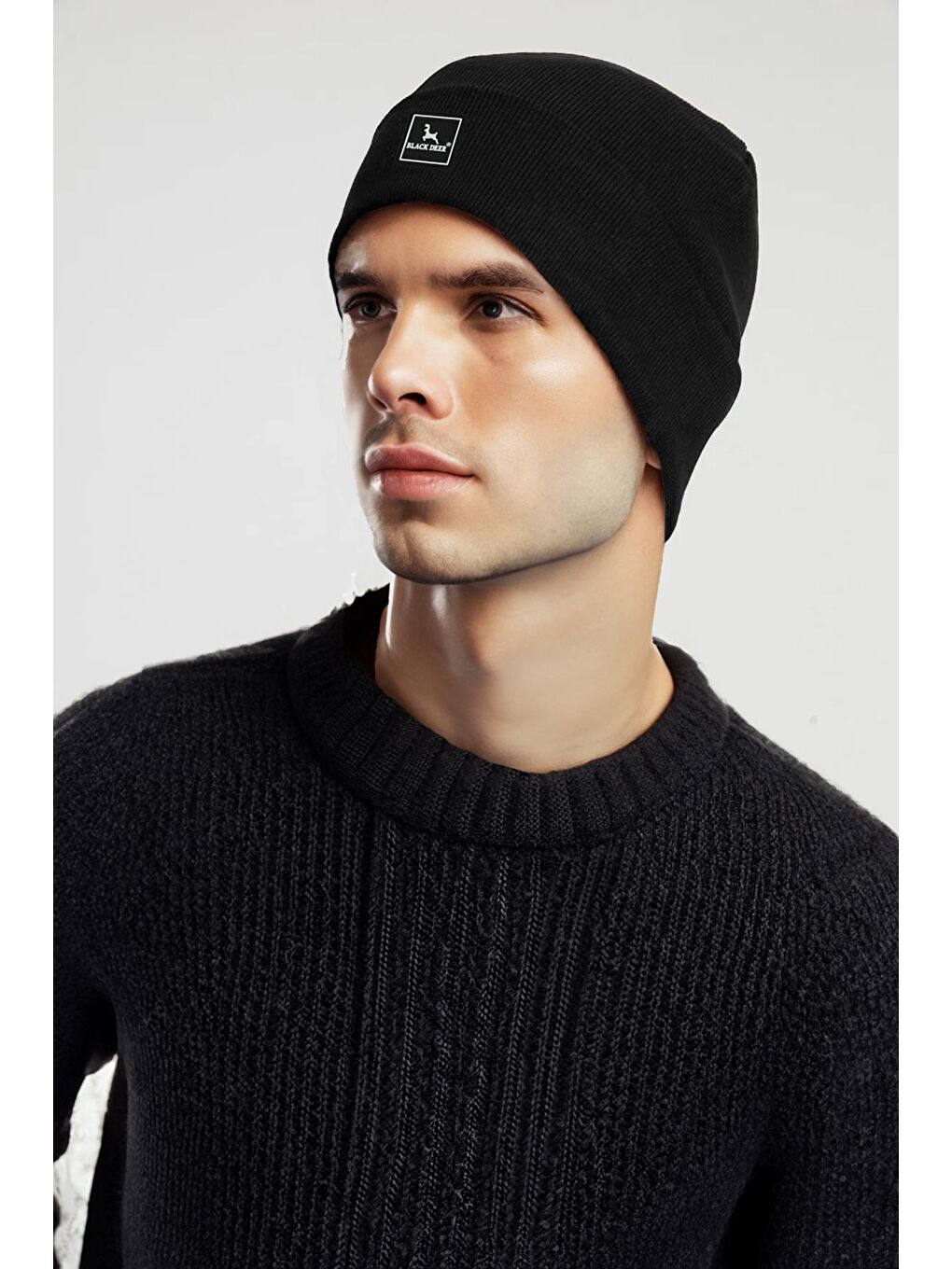 Black Deer Siyah Unisex Kışlık Bere Düz Logolu Yumuşak Triko Basic Akrilik Beanie - 3
