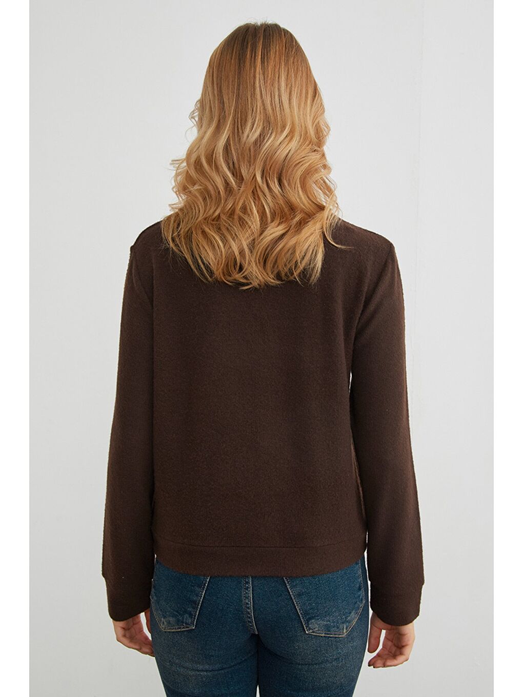 Kahverengi Fiyonk Düğmeli Cepli Triko Hırka-4