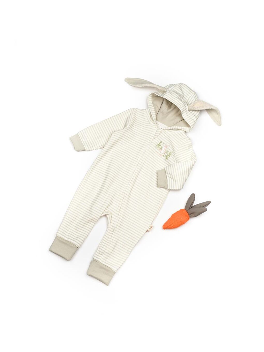 BabyCosy Organic Wear Ekru Bebek Kapüşonlu Fermuarlı Tulum  100 Organik Pamuk