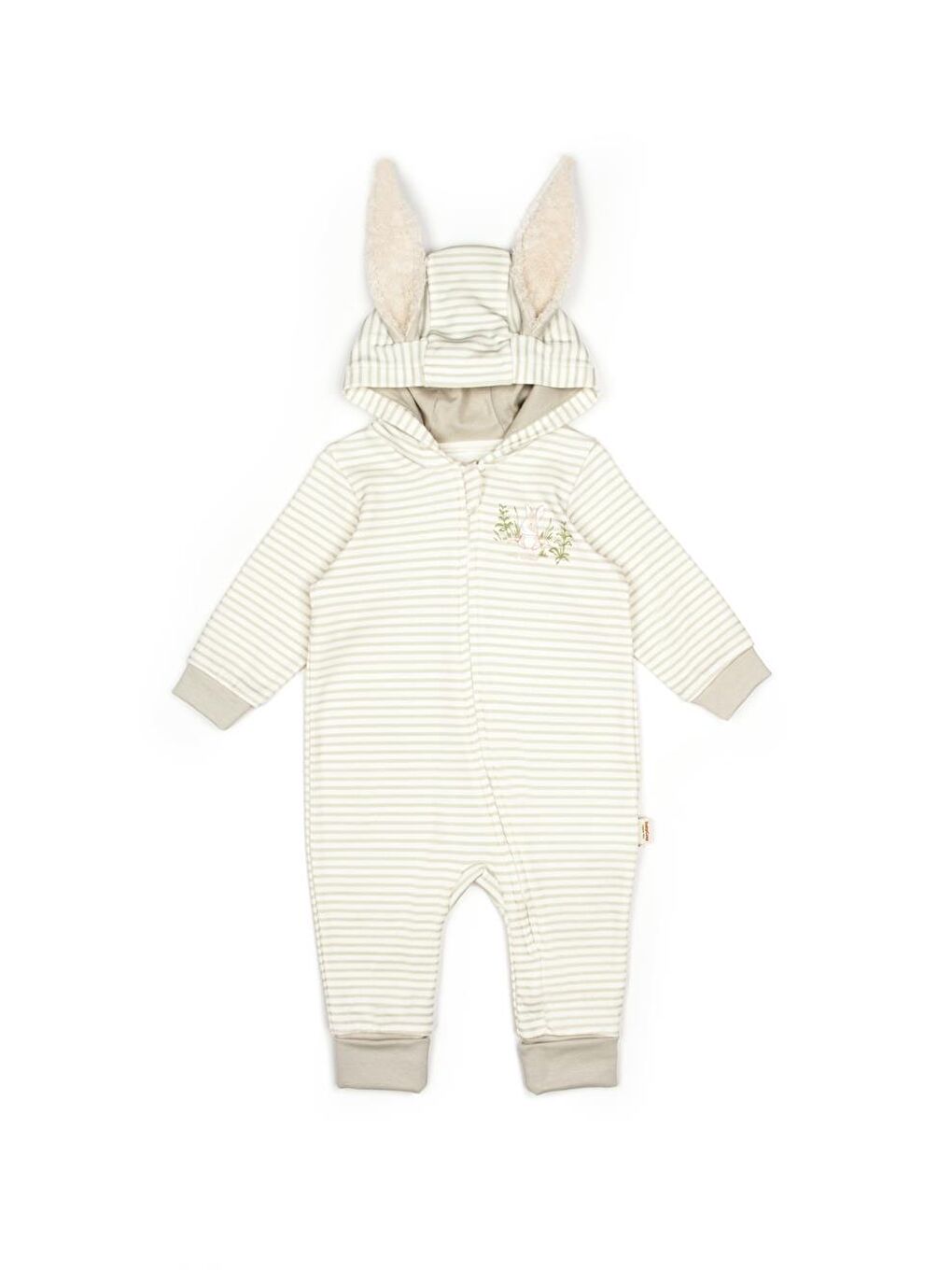 BabyCosy Organic Wear Ekru Bebek Kapüşonlu Fermuarlı Tulum  100 Organik Pamuk - 1