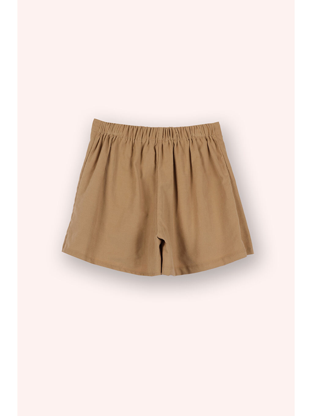 Kız Çocuk Pileli Kadife Şort Etek Bej-2