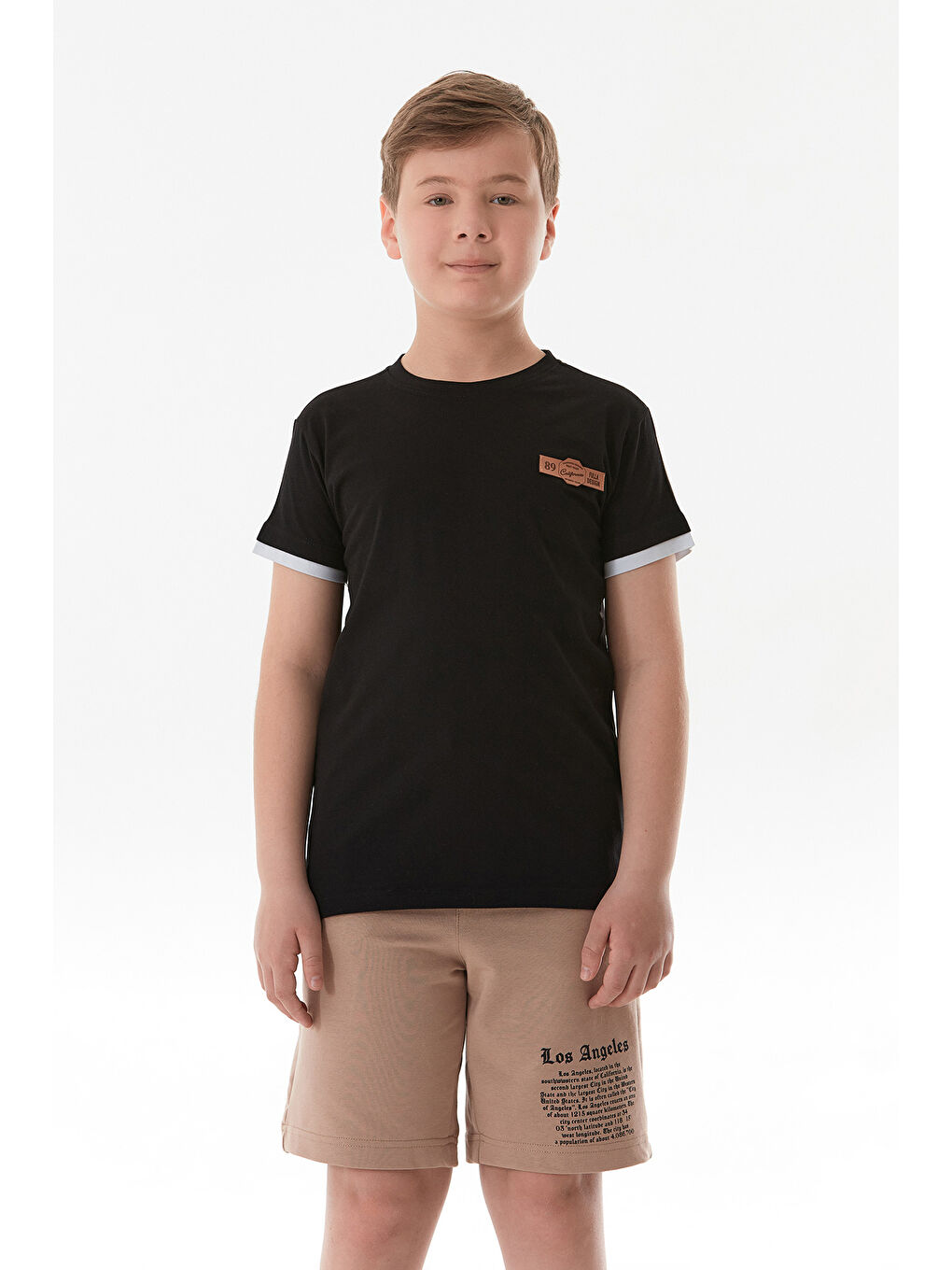 Siyah %100 Pamuk Armalı Erkek Çocuk Tişört-1