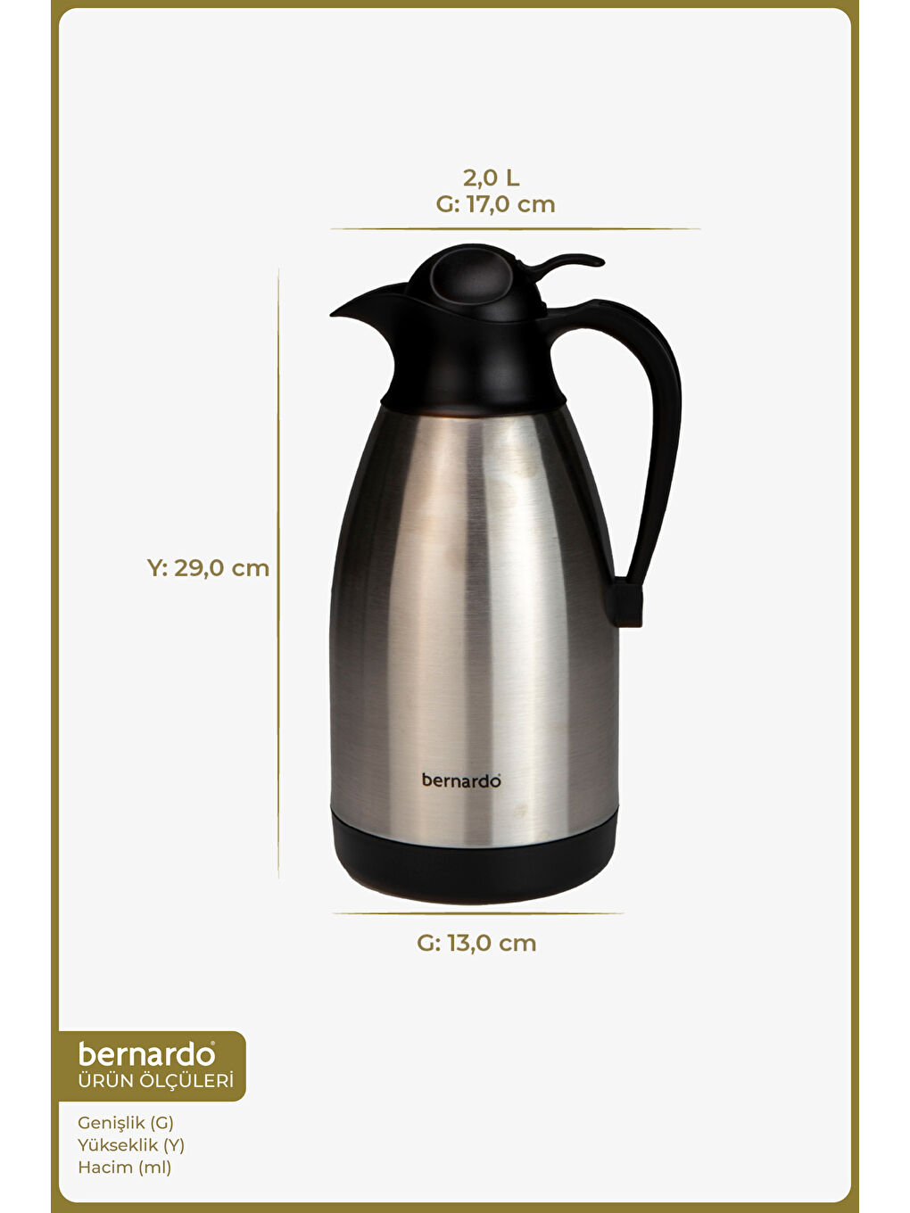Gri Grandio Çelik Termos Inox 2 Litre-1