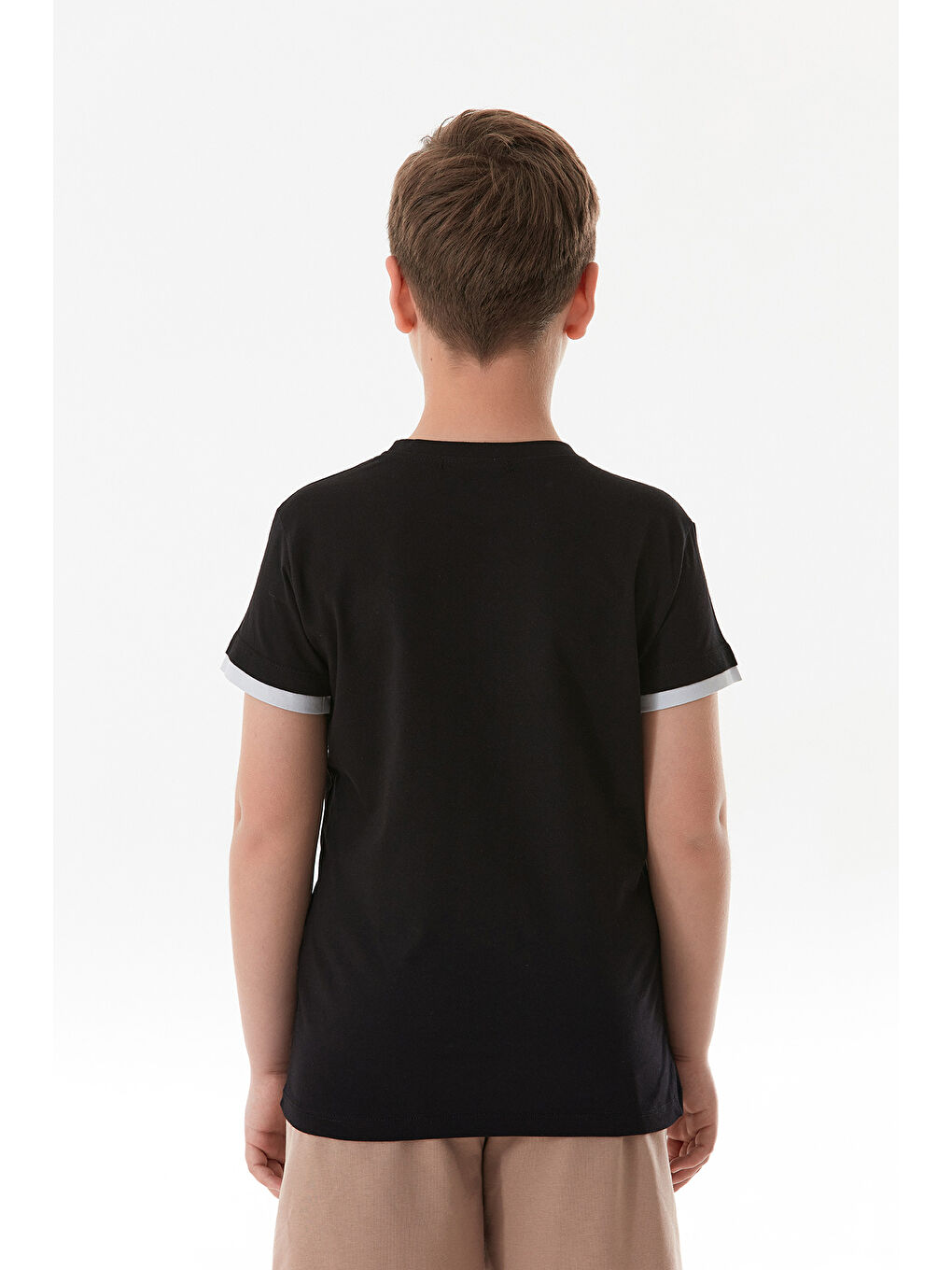 Siyah %100 Pamuk Armalı Erkek Çocuk Tişört-3