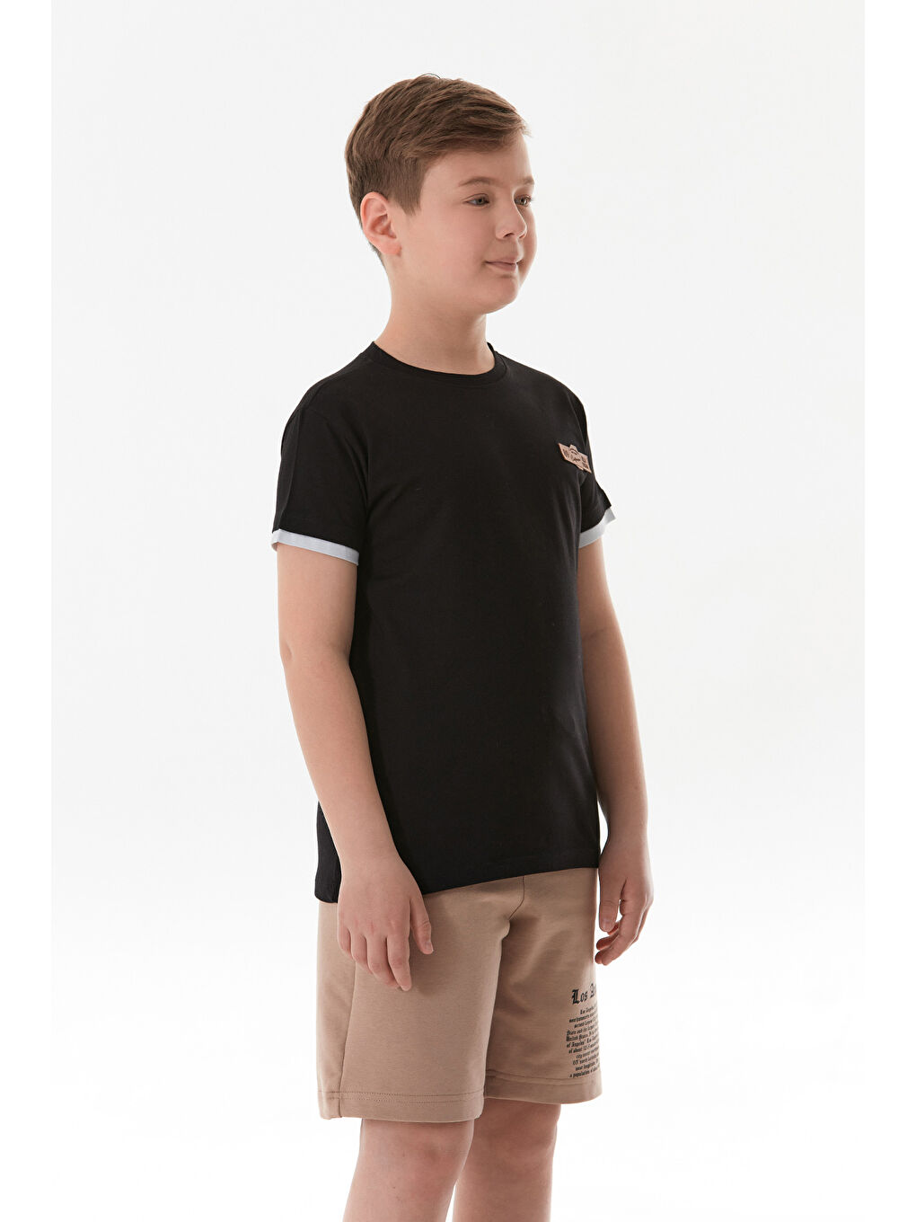 Siyah %100 Pamuk Armalı Erkek Çocuk Tişört-4