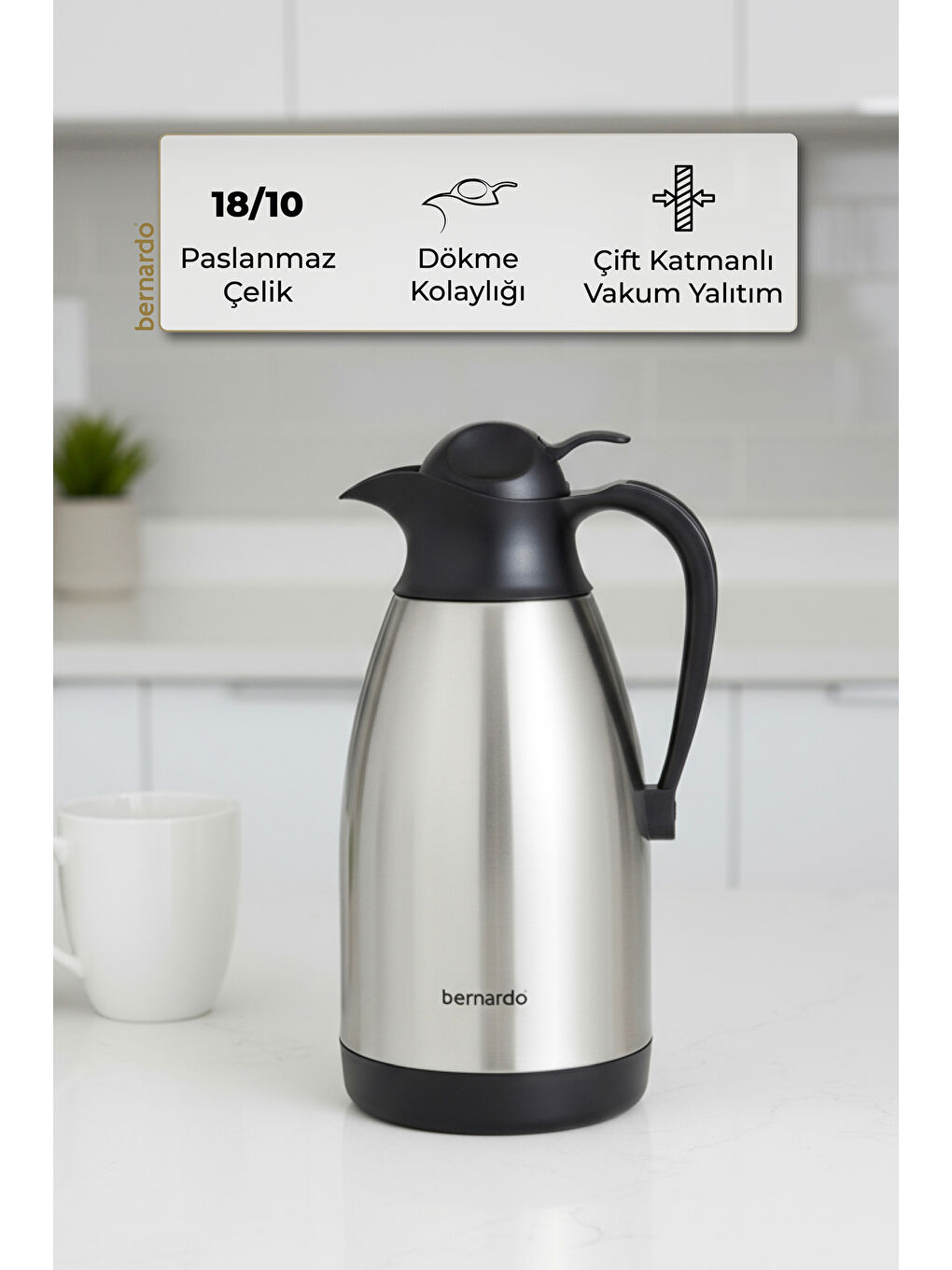 Gri Grandio Çelik Termos Inox 2 Litre-4