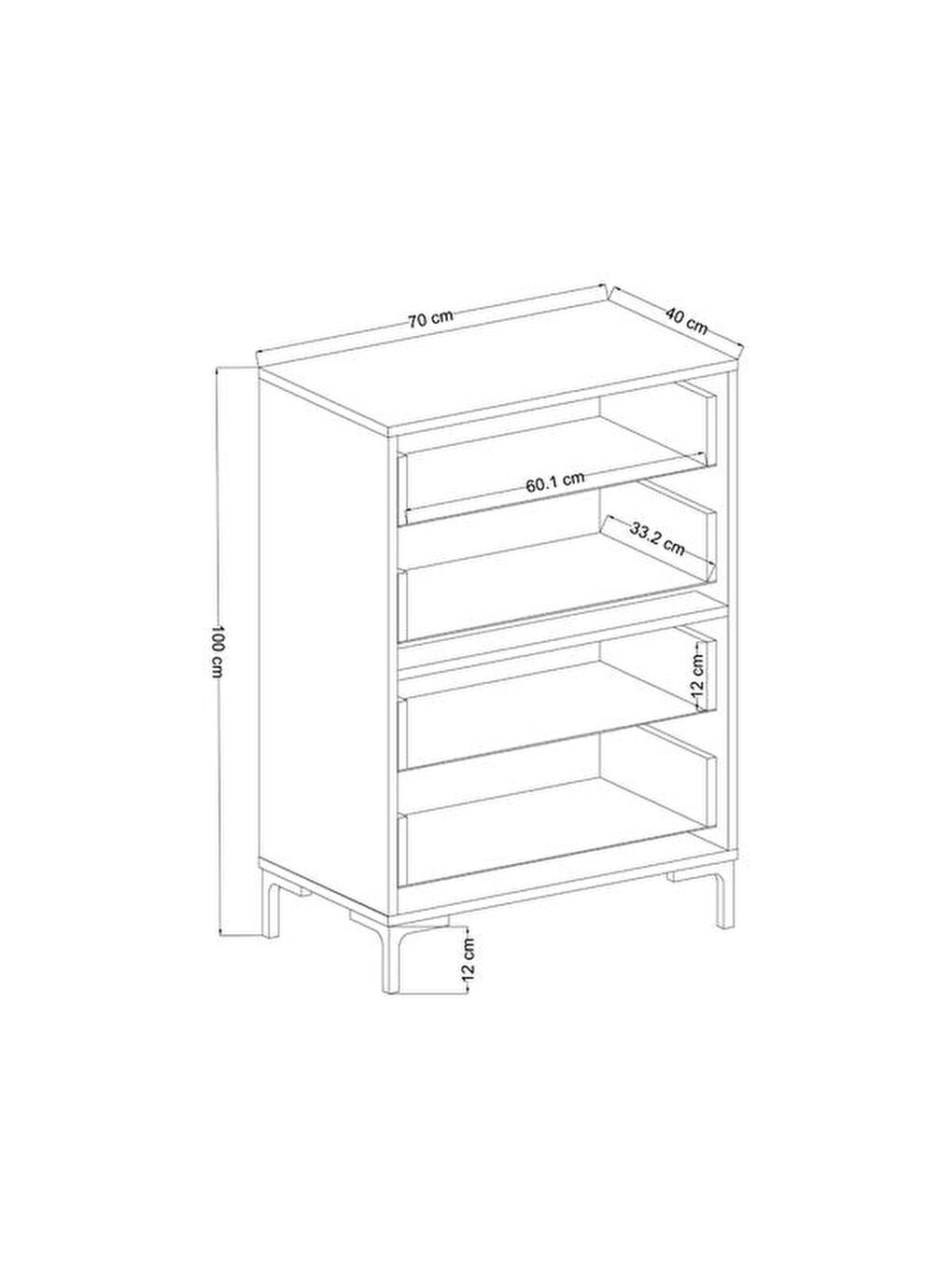 Karışık Prestige 4 Çekmeceli Şifonyer - Vizon / Yunus - 70 cm-6