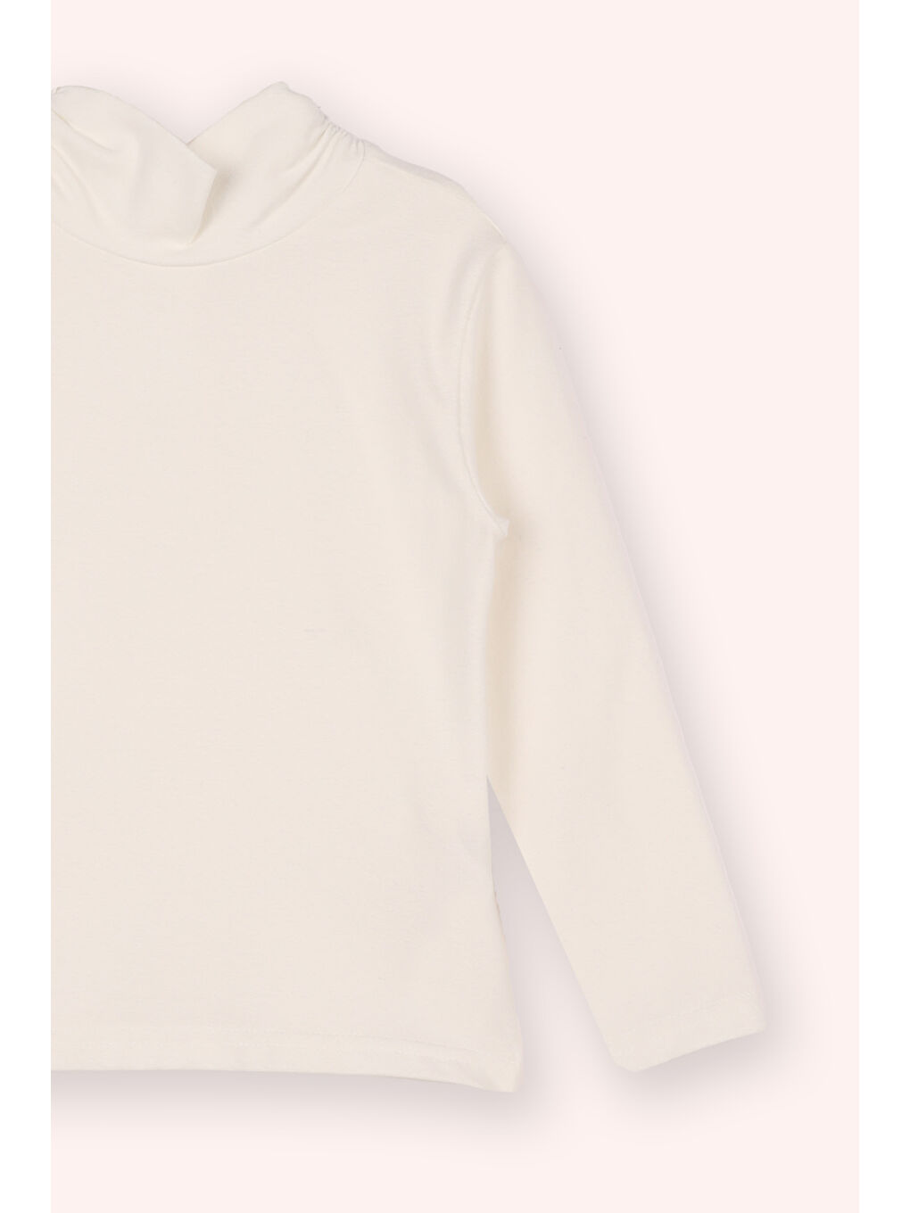 Kız Çocuk Yumuşak Dokulu Uzun Kollu T-Shirt Ekru-1