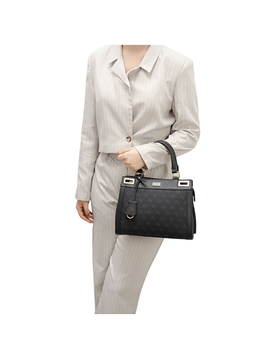 Siyah Kadın Omuz Çantası 1174-46228 SILVER POLO BAYAN ÇANTASI M178 SİYAH-MAT SİYAH