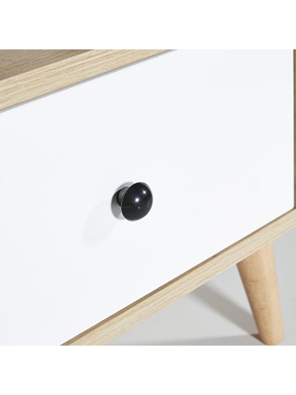 Kahverengi Melek Tek Çekmeceli Komodin - Safir Meşe / Beyaz-3