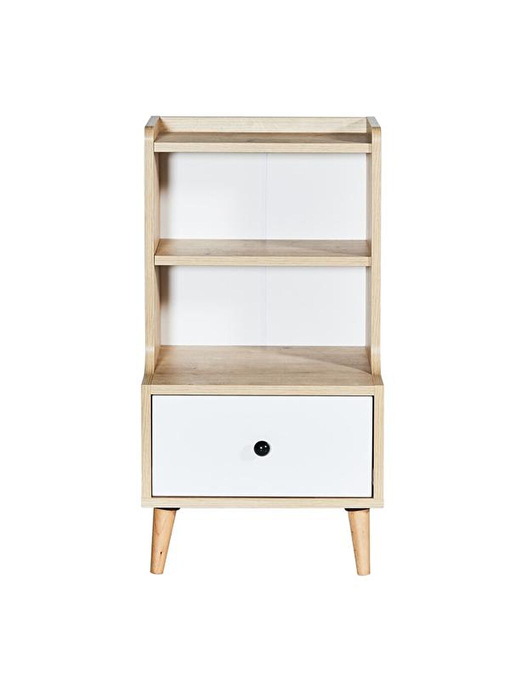 Kahverengi Melek Tek Çekmeceli Komodin - Safir Meşe / Beyaz-8