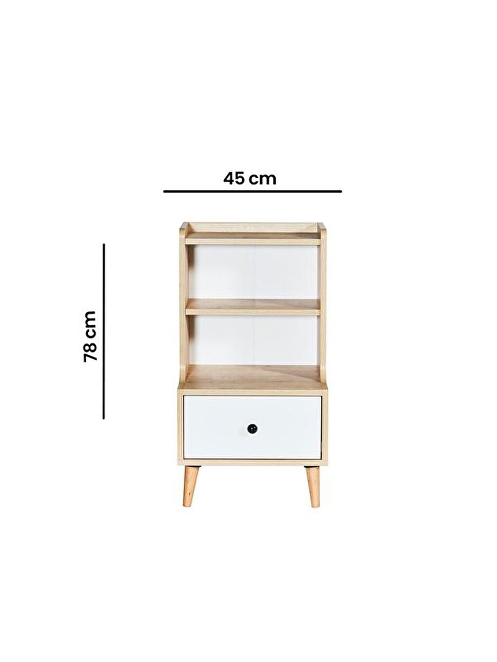 Kahverengi Melek Tek Çekmeceli Komodin - Safir Meşe / Beyaz-10