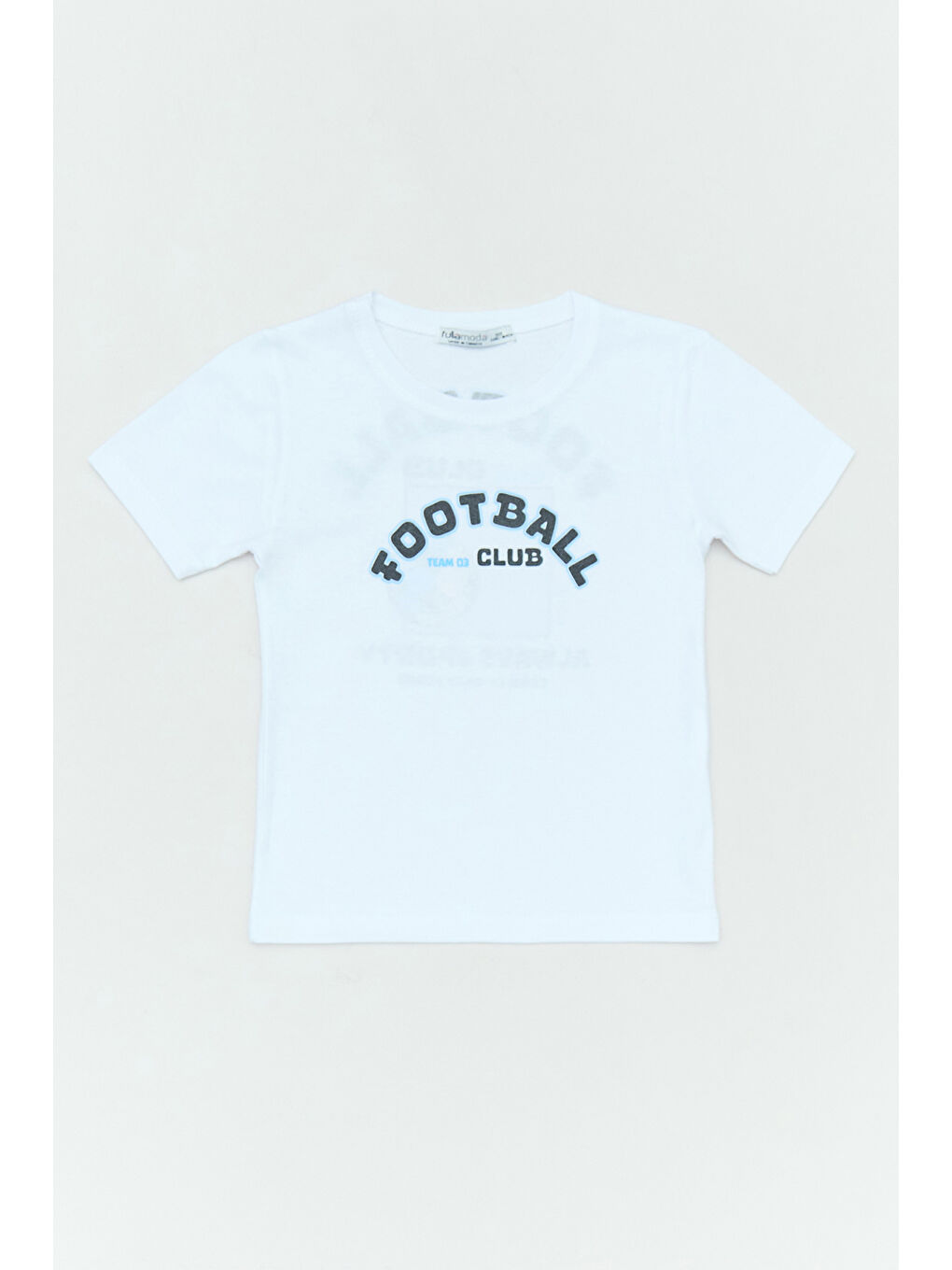 Beyaz %100 Pamuk Önü Ve Arkası Football Baskılı Erkek Çocuk Tişört