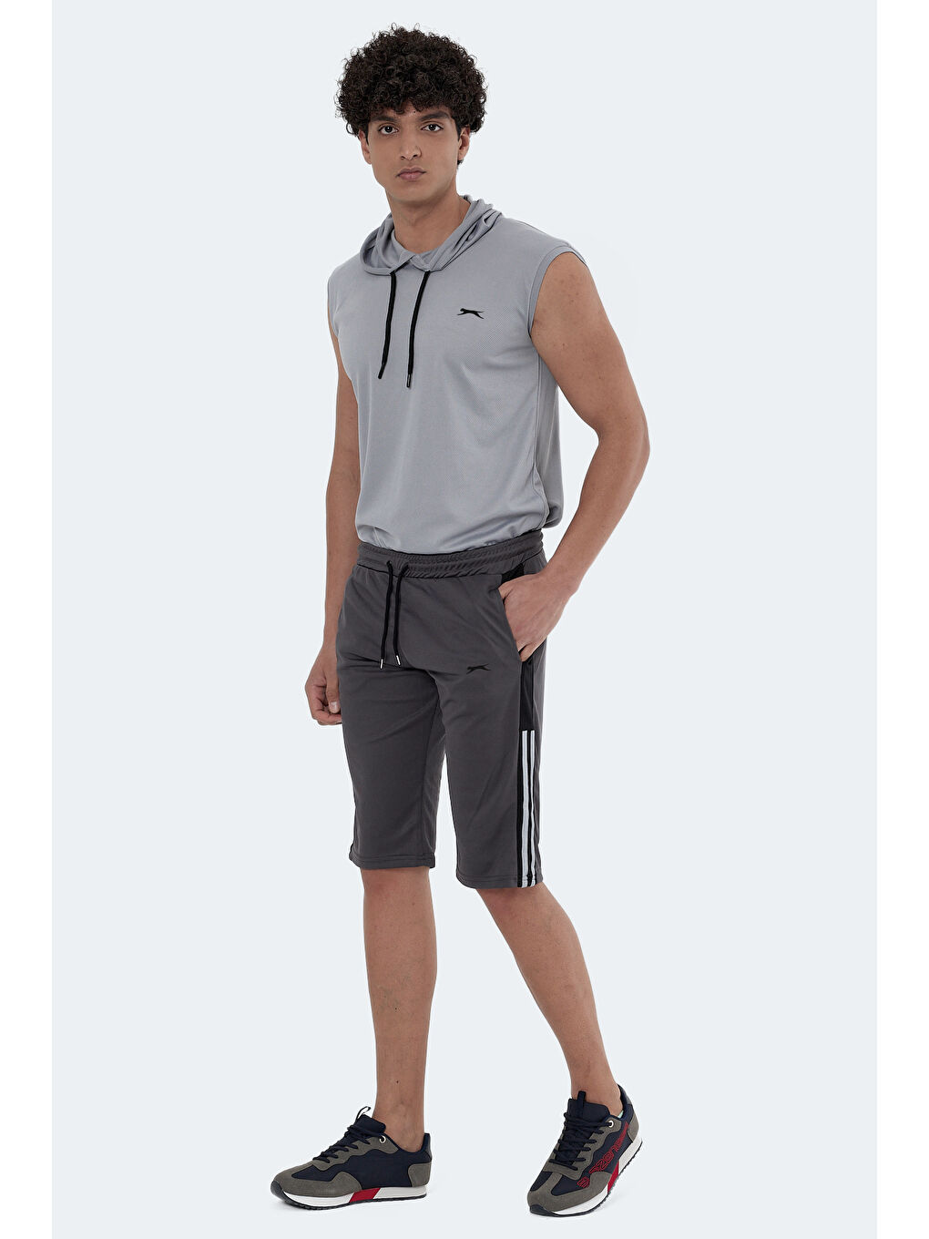 Siyah SAKI 2 Lİ SET Erkek Cepli Kapri Şort-1