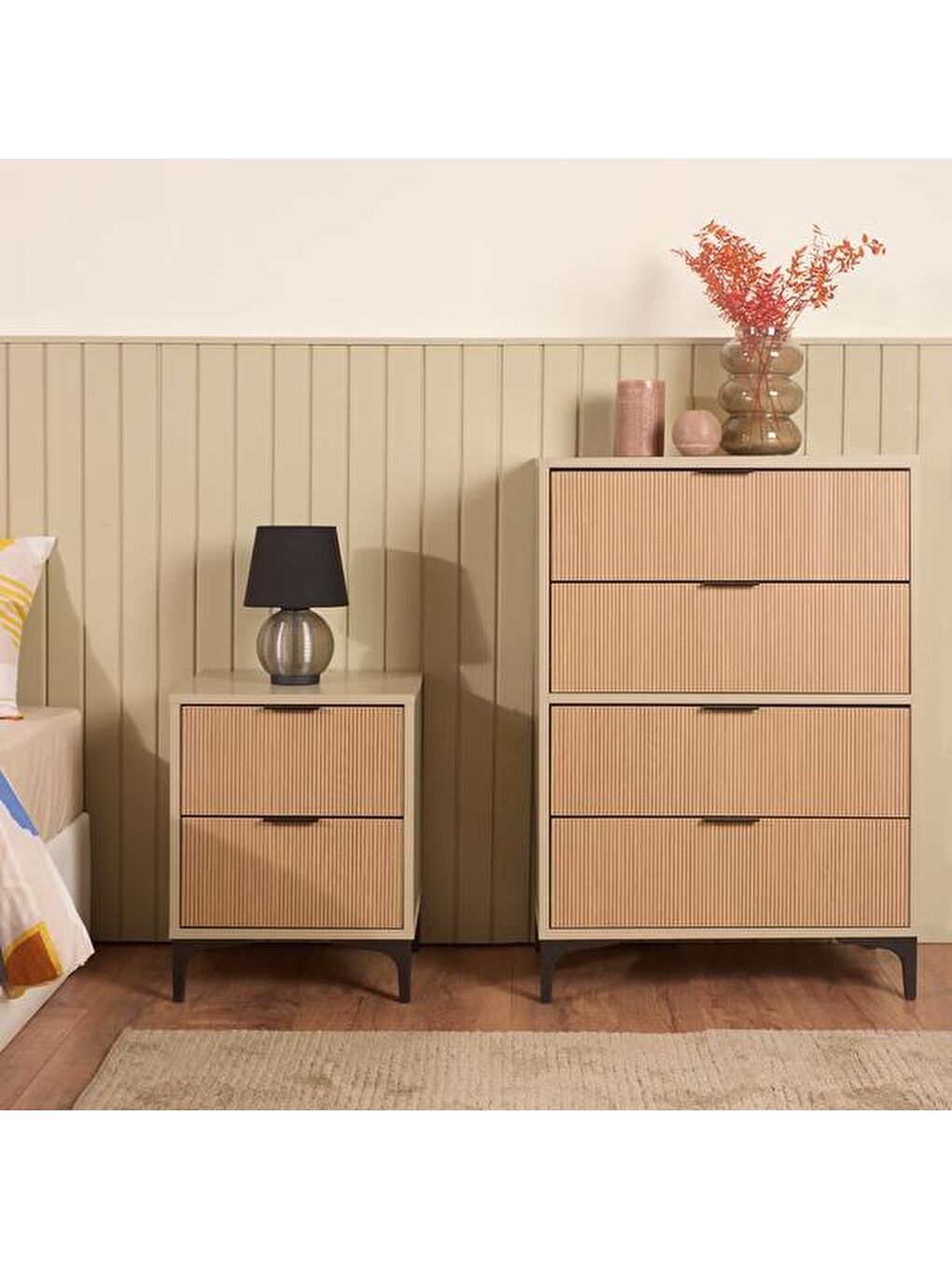 Karışık Prestige 2 Çekmeceli Komodin - Vizon / Yunus - 45 cm-5