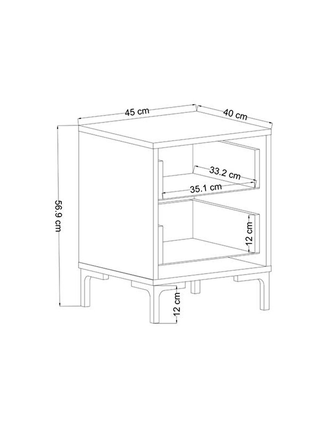 Karışık Prestige 2 Çekmeceli Komodin - Vizon / Yunus - 45 cm-6
