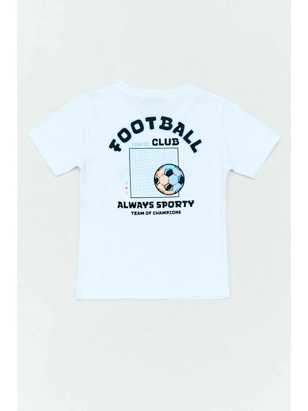 Beyaz %100 Pamuk Önü Ve Arkası Football Baskılı Erkek Çocuk Tişört-1