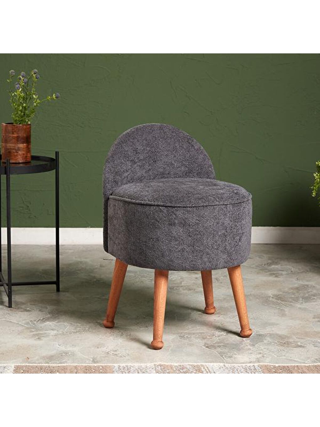 Sırtlı Masif Ayaklı Puf - Gri