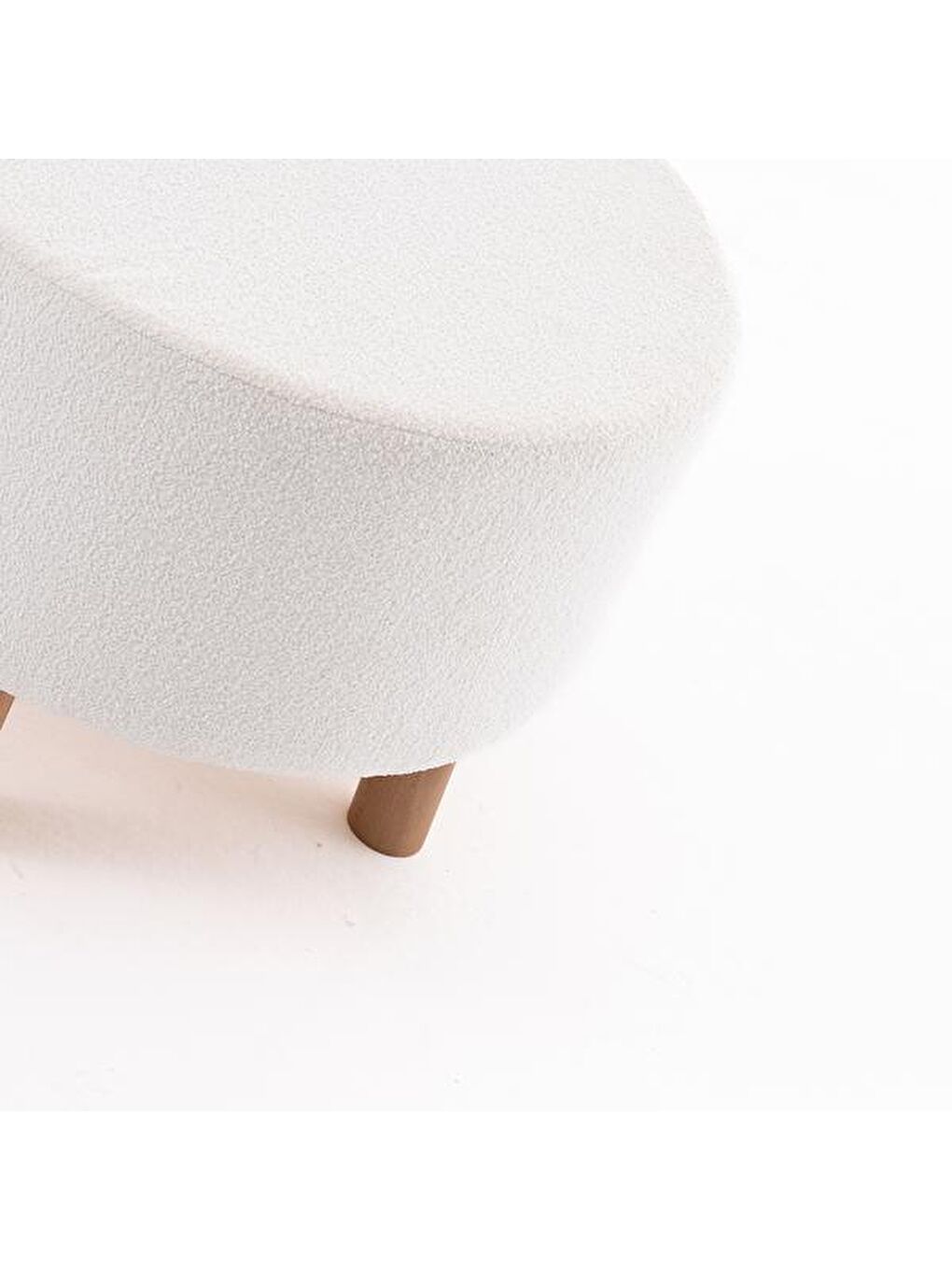 Ekru Masif Ayaklı Silindir Puf - Krem-1