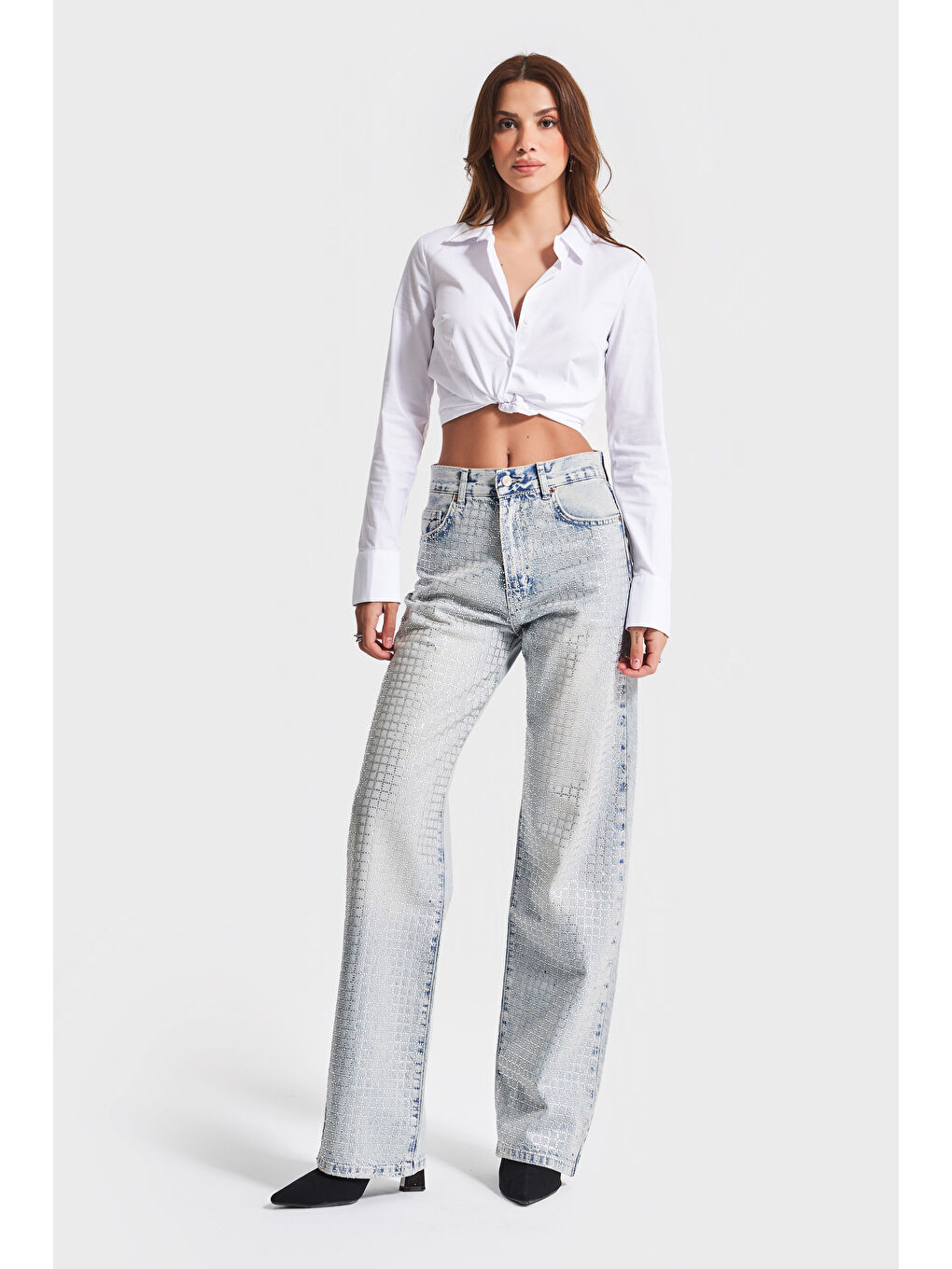 Mavi Kadın T.Kot Rengi Lora T2-4S5-30 Loose Fit Parlak Kare Taşlı %100 Pamuk Tasarım Denim Jean-1