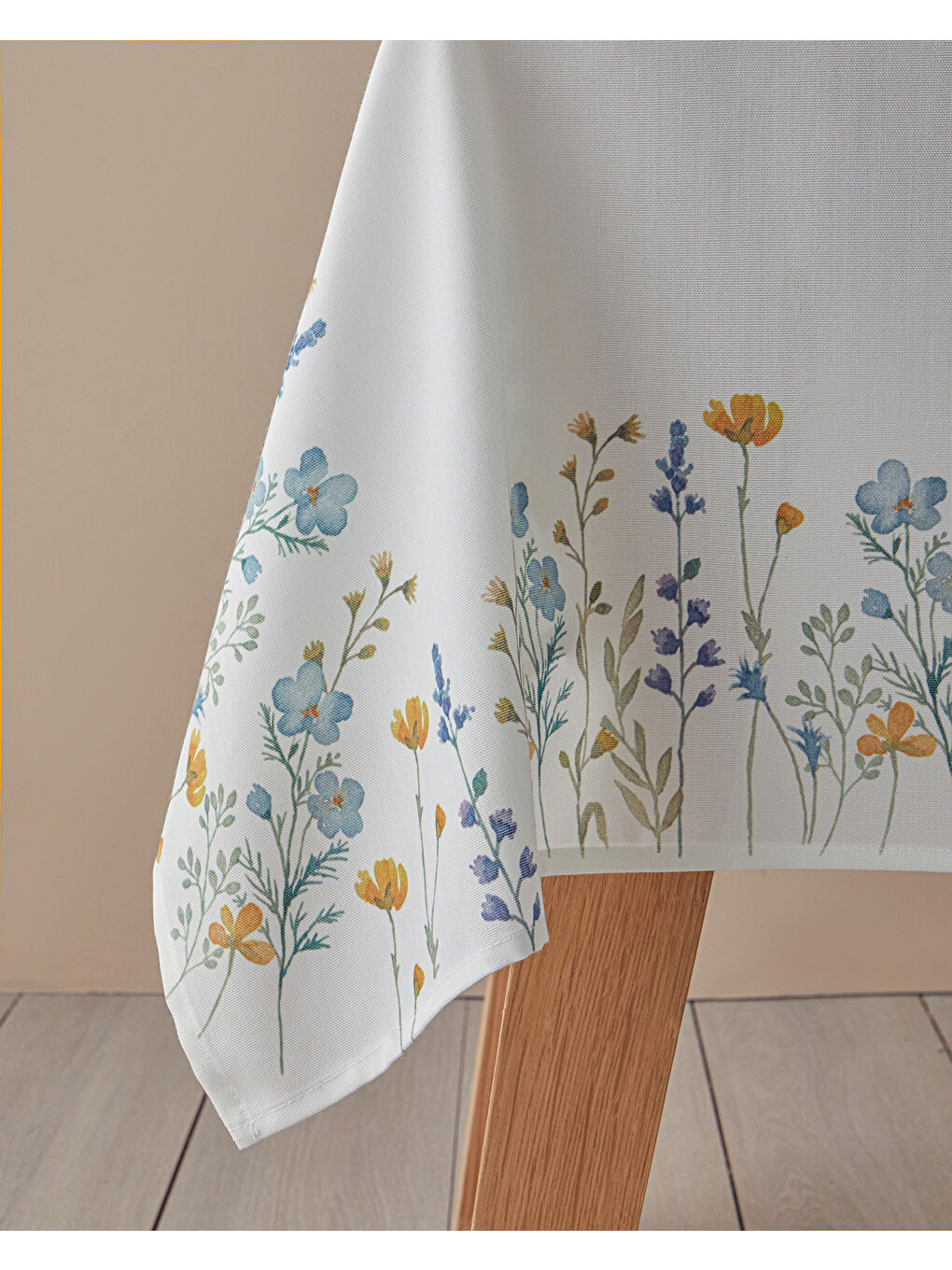 Meadow Polyester Masa Örtüsü Beyaz - Mavi-1