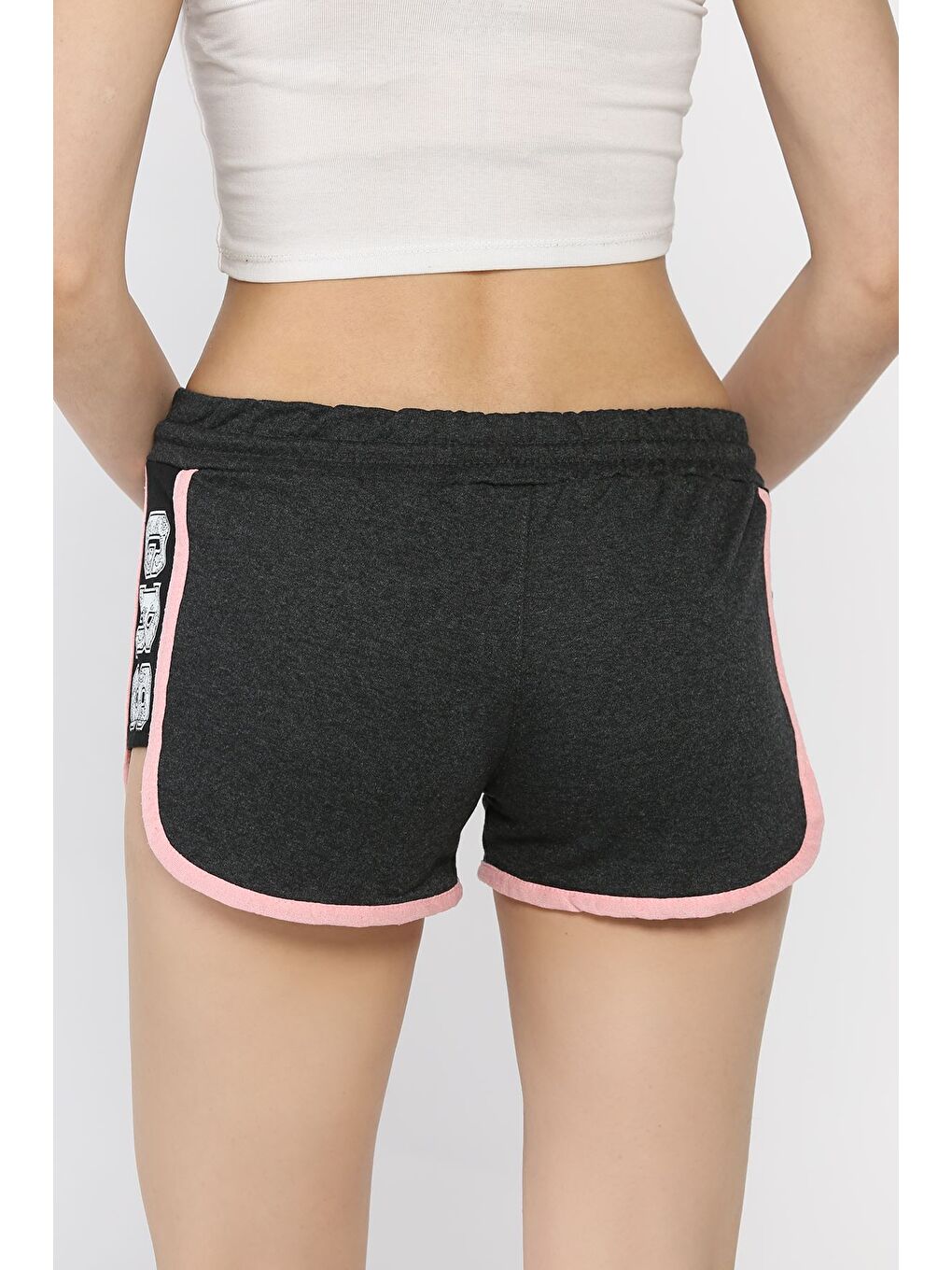 Antrasit Kadın Baskılı Mini Şort-2