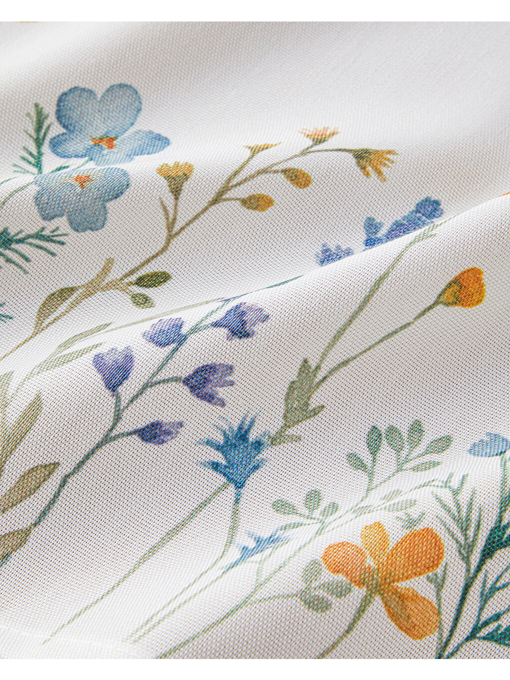 Meadow Polyester Masa Örtüsü Beyaz - Mavi-2