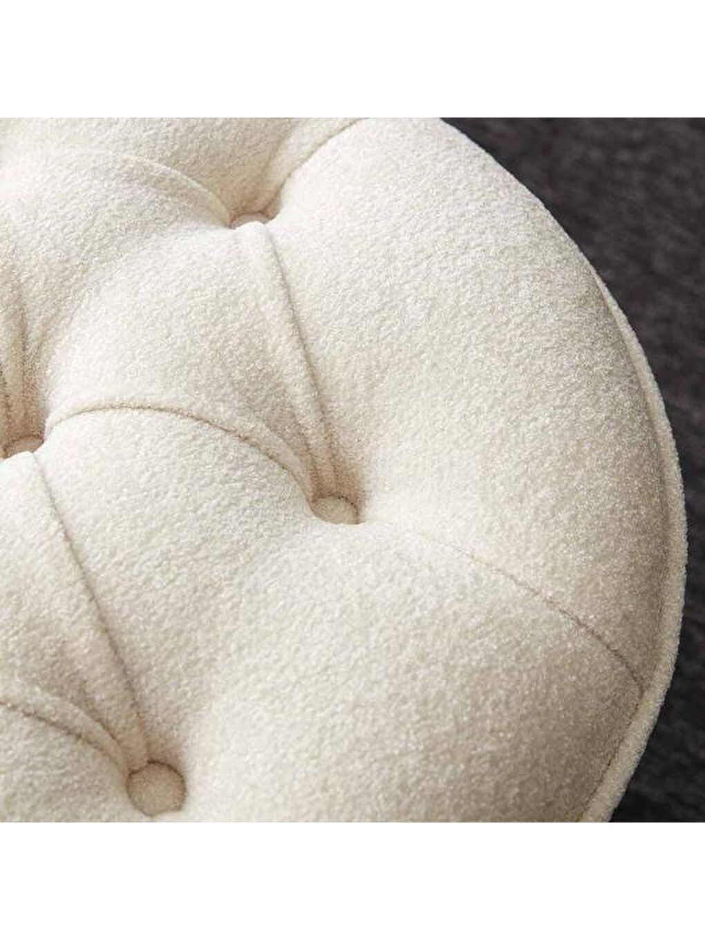 Ekru Konik Silindir Puf - Krem-4